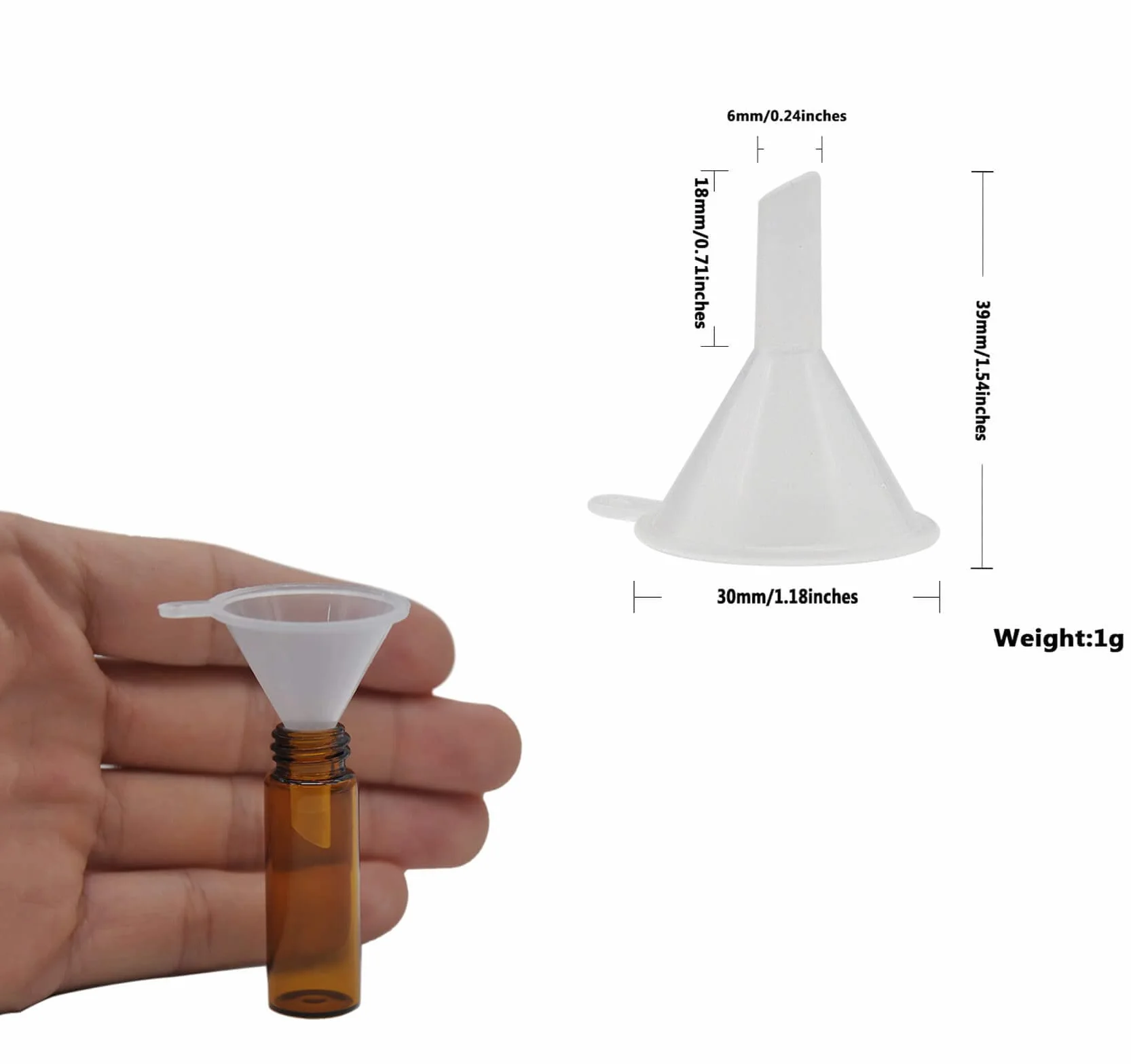 Lot de 5 flacons de poudre à épices 51 mm avec cuillère en verre et micro-entonnoir