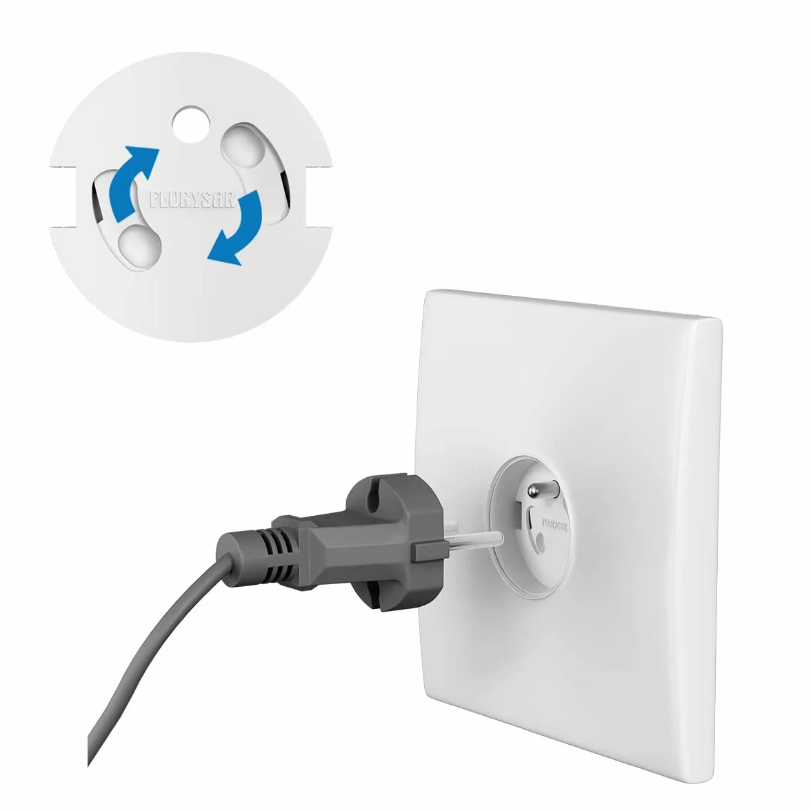 Cache Prise Bébé Française x10 BLANC - Système Automatique Sans Clef Adhésif 3M Protection Enfant