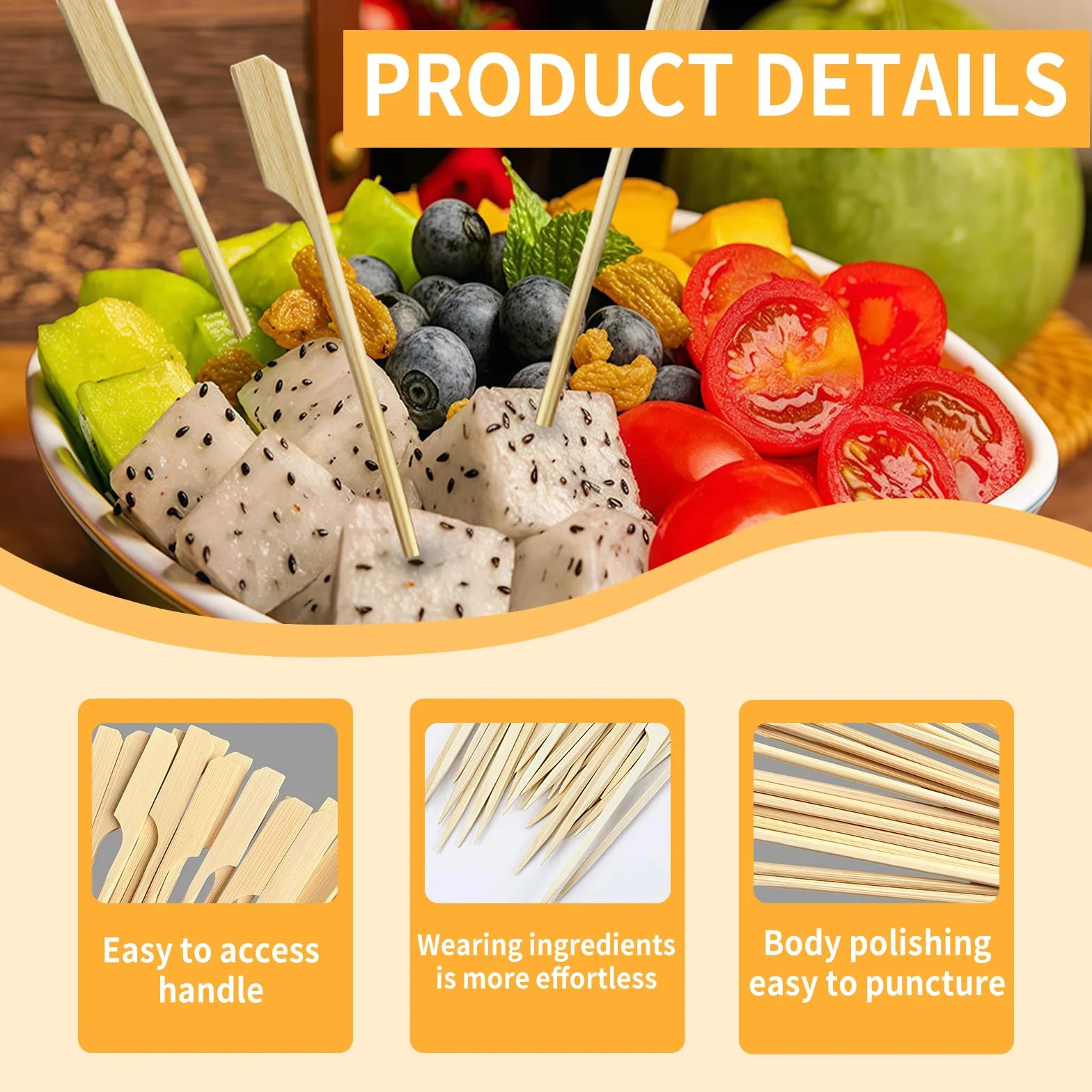 Lot de 500 brochettes en bambou 15 cm pour steak barbecue