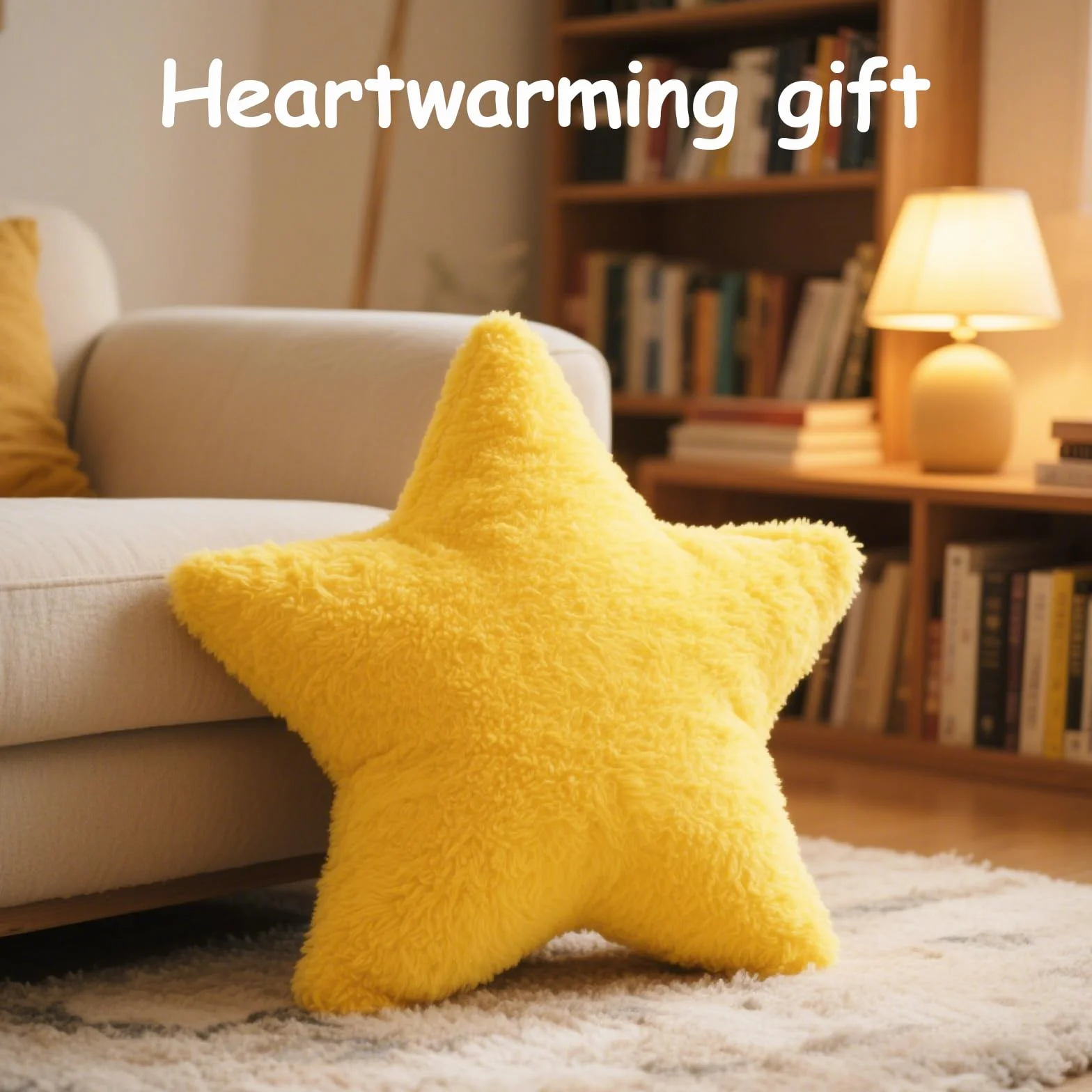 Children's Star Cushion Soft Fluffy Decorative Pillow for Bedroom Boys Girls Yellow 30cm