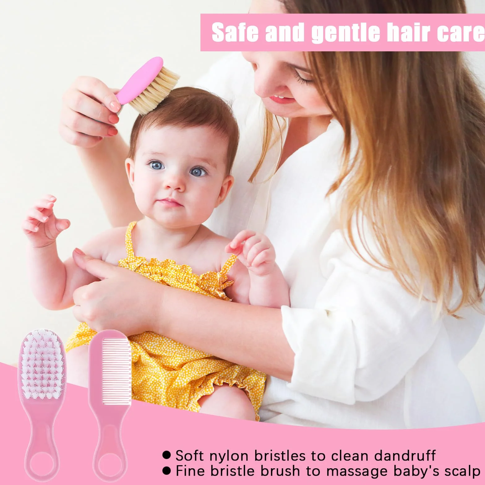 Trousse de Soin Bébé Naissance 12 Pièces, Ensemble Sécurité Sans BPA pour Bébé Rose