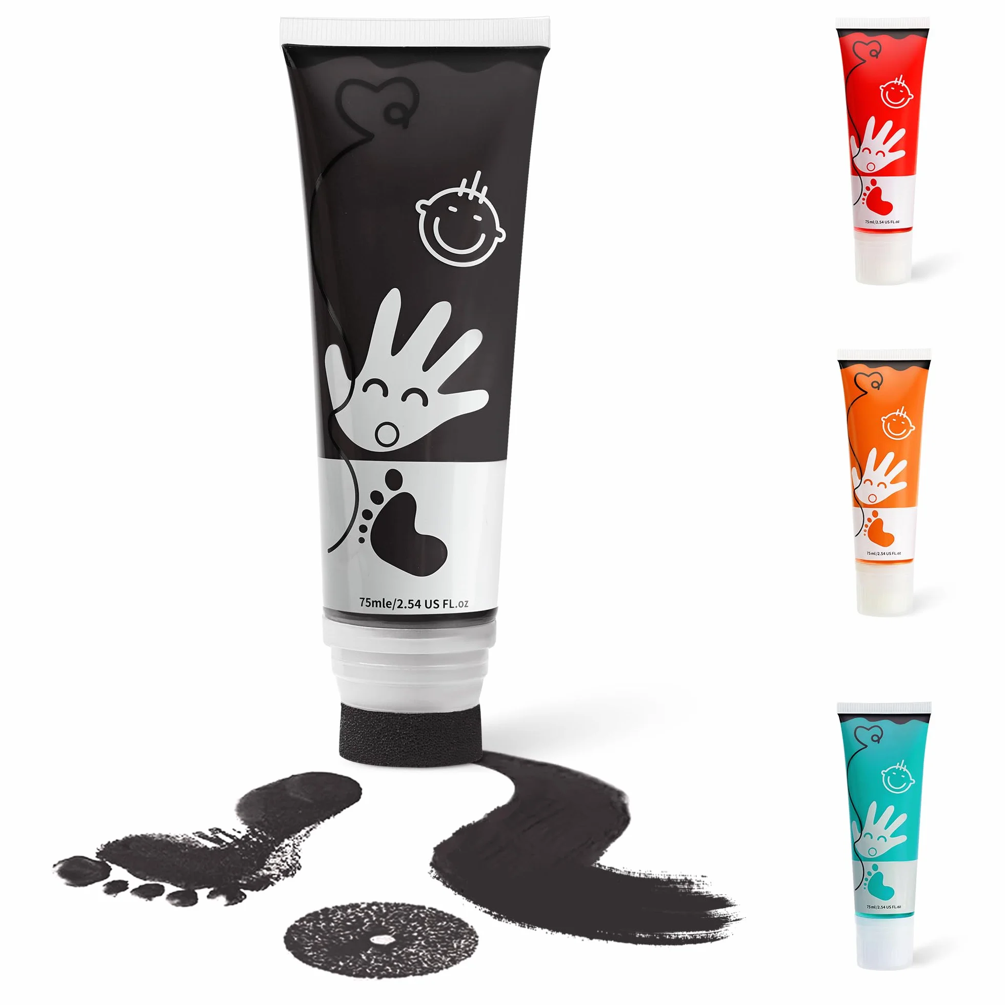 Kit Empreinte Bébé avec Attachement Éponge Non Toxique Lavable pour Mains et Pieds