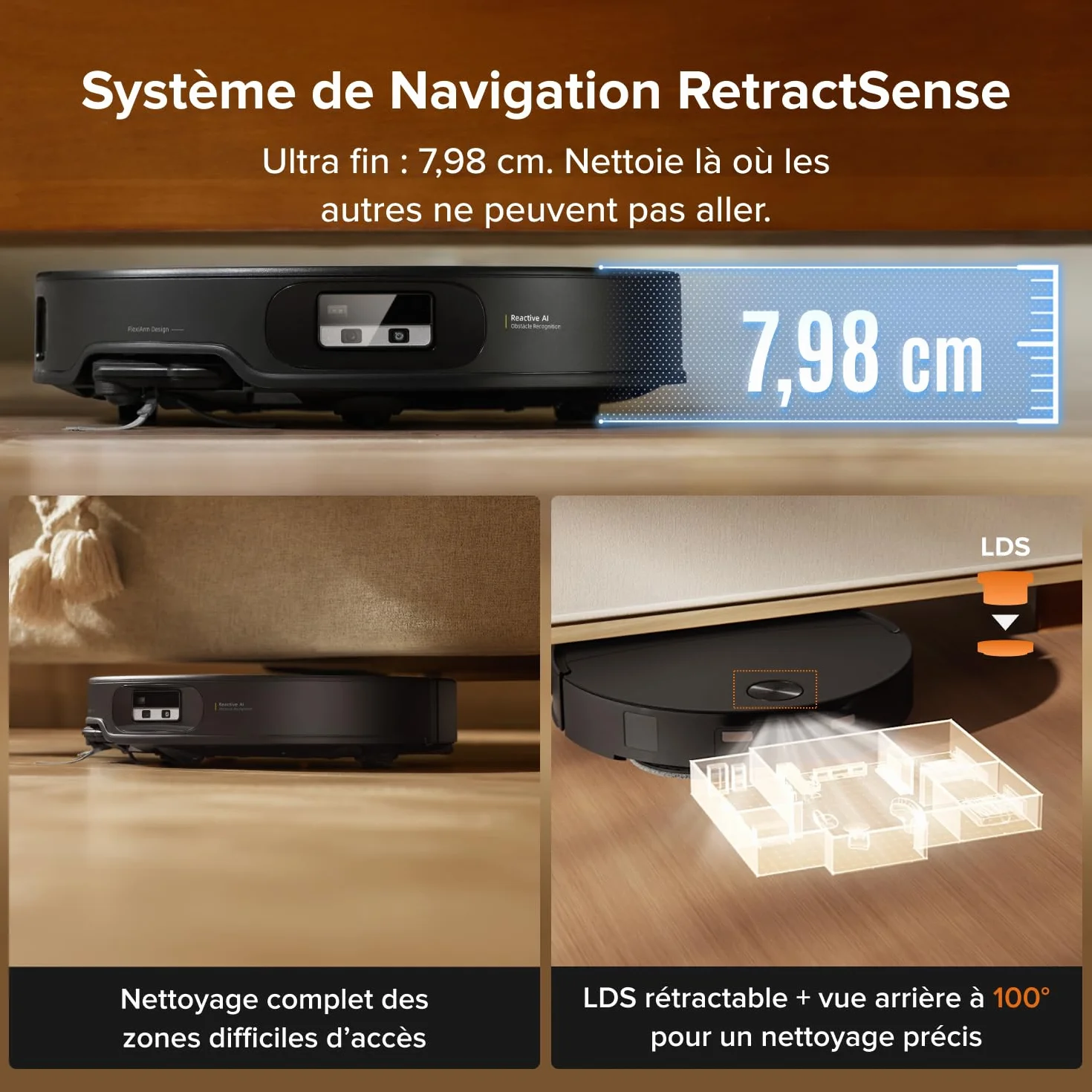 Roborock Qrevo Edge 2 Set Robot Aspirateur Laveur 25000 Pa Lavage Serpillières Eau Chaude 80°C Noir