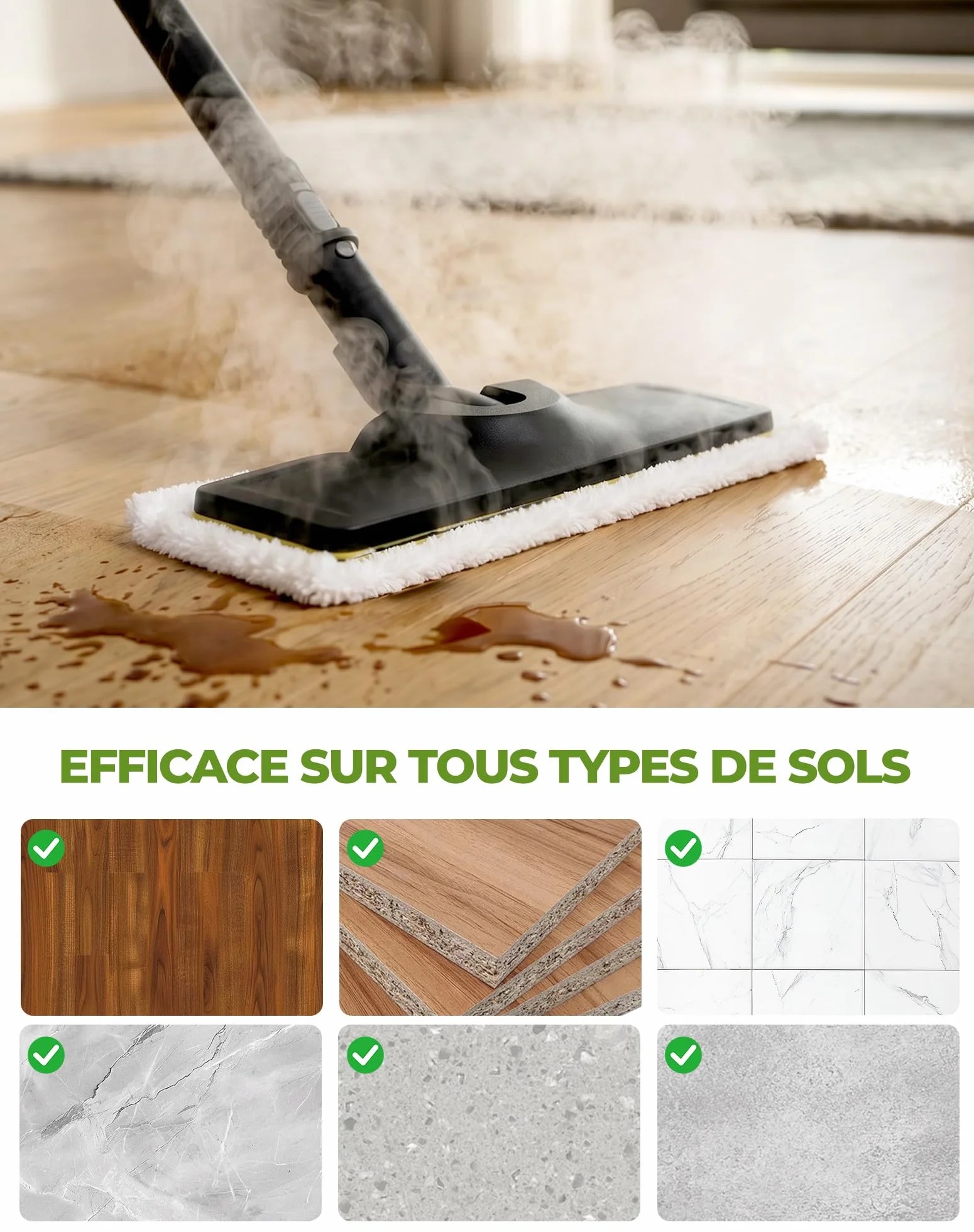 Accessoires pour Kärcher SC2 SC3 SC4 SC5 Serpillières pour Nettoyeur Vapeur EasyFix 8 pièces