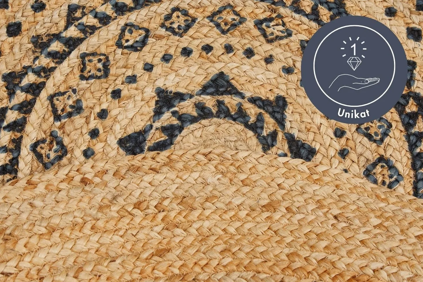 -LUXOR- living Tapis Mamda - Tapis Rond en Jute - Convient également comme Tapis de Chambre à Coucher - Tapis bohème Durable Beige - Tapis de Salon - Produit Naturel 120 cm - Rond - Ornement