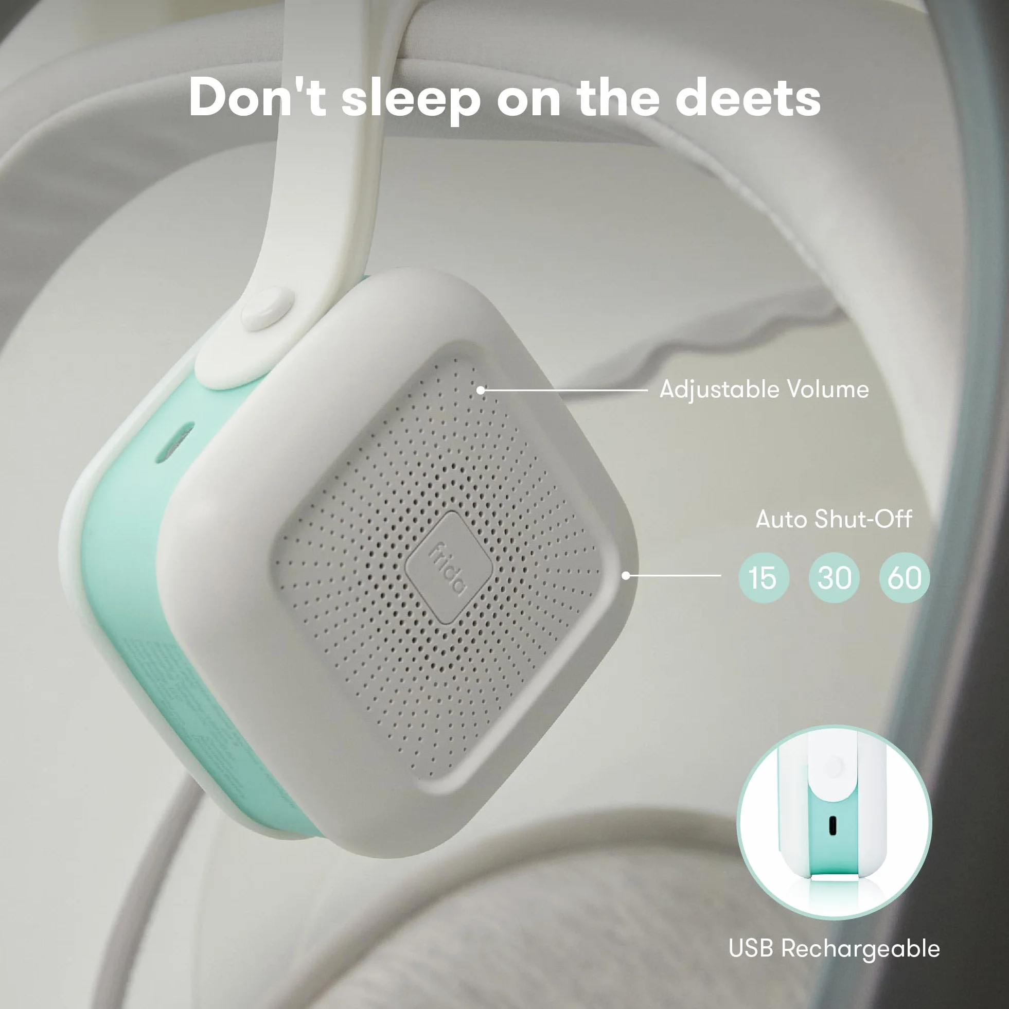 Frida Baby machine sonore portable 2 en 1 pour bébé avec veilleuse, bruit blanc 5 sons apaisants 3 modes