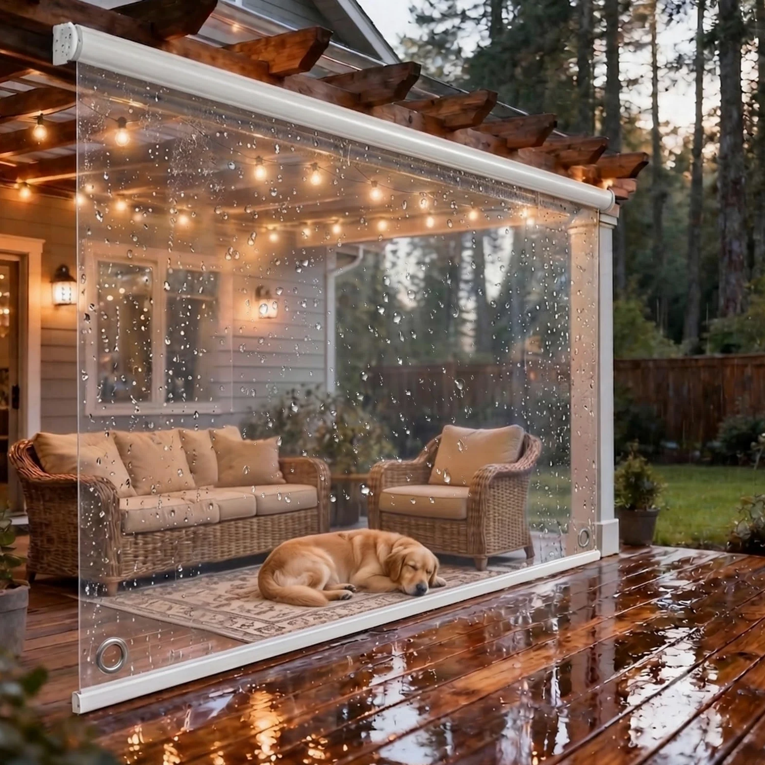 Store Enrouleur Transparent et Imperméable, Volets Roulants Exterieur PVC | Stores à Enroulement, Rideau de Séparation Clairs en plastique pour pergola Fenêtres, Anti-poussière(140x120cm)