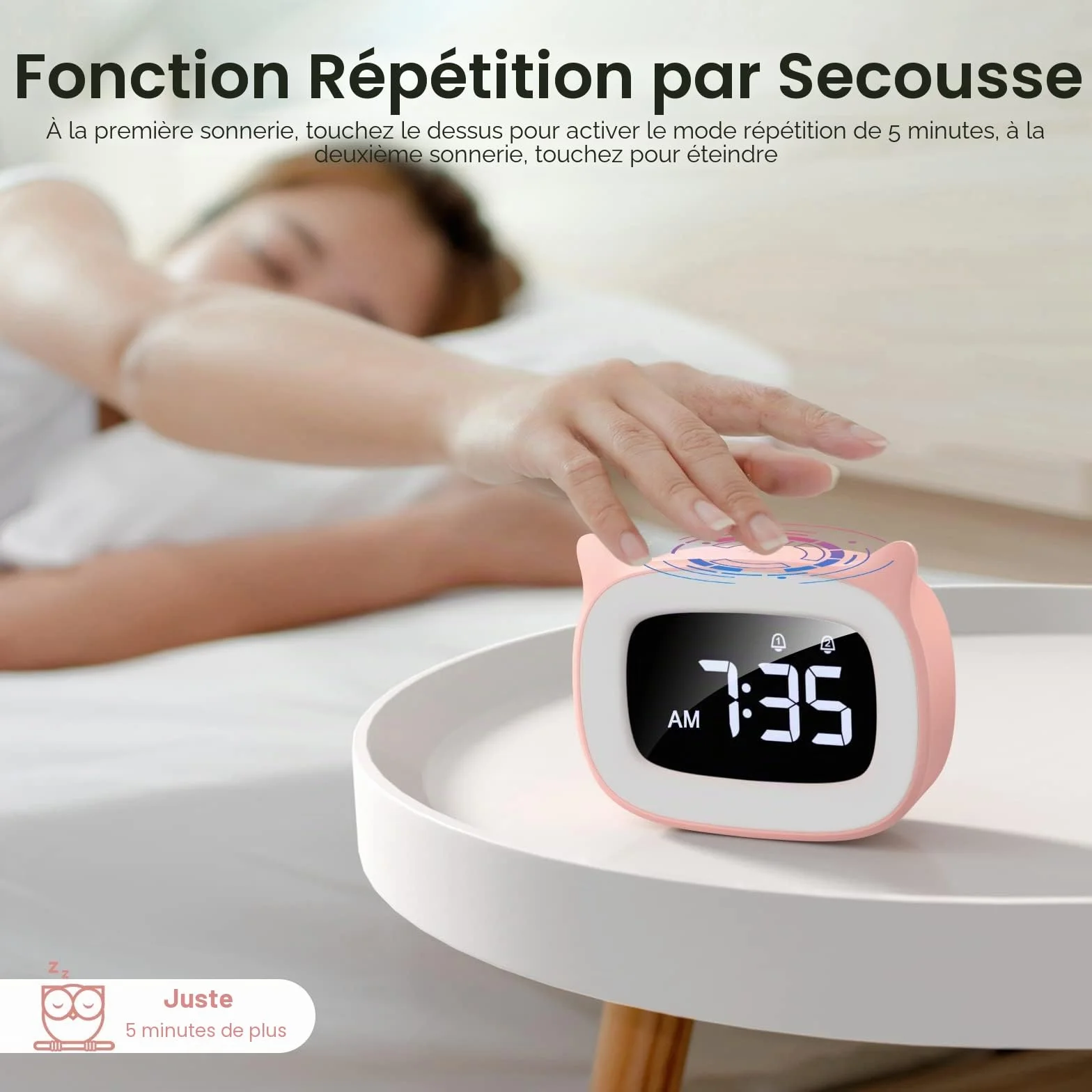 Mizikuu Réveil Éducatif LED Veilleuse Enfant Jour Nuit Lumineux 5 Couleurs 18 Musiques 2 Alarmes Fille Garçon