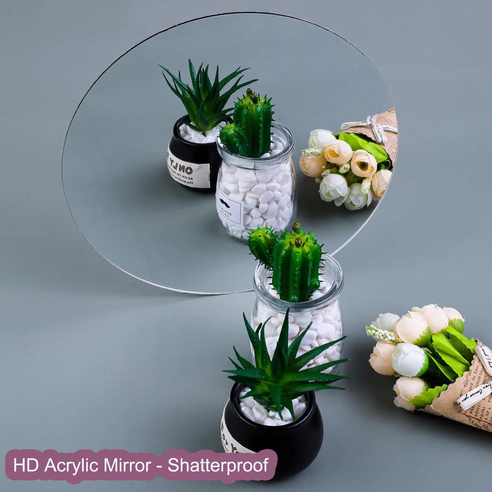 Miroirs Muraux Ronds 24 cm Lot de 2 Adhésif Acrylique HD