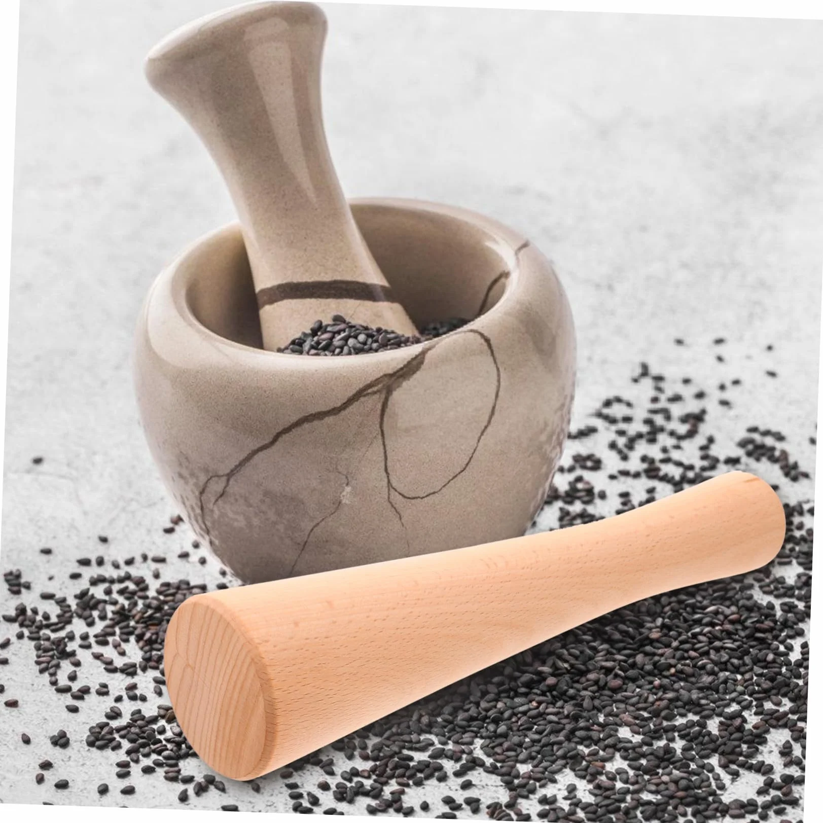 Pilon en bois ergonomique pour choucroute - Presse-herbes durable pour légumes