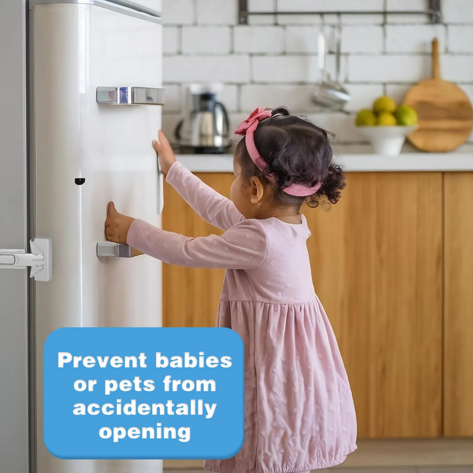 Lot de 2 verrous de réfrigérateur pour enfants - Sans outils - Installation facile (blanc + noir)