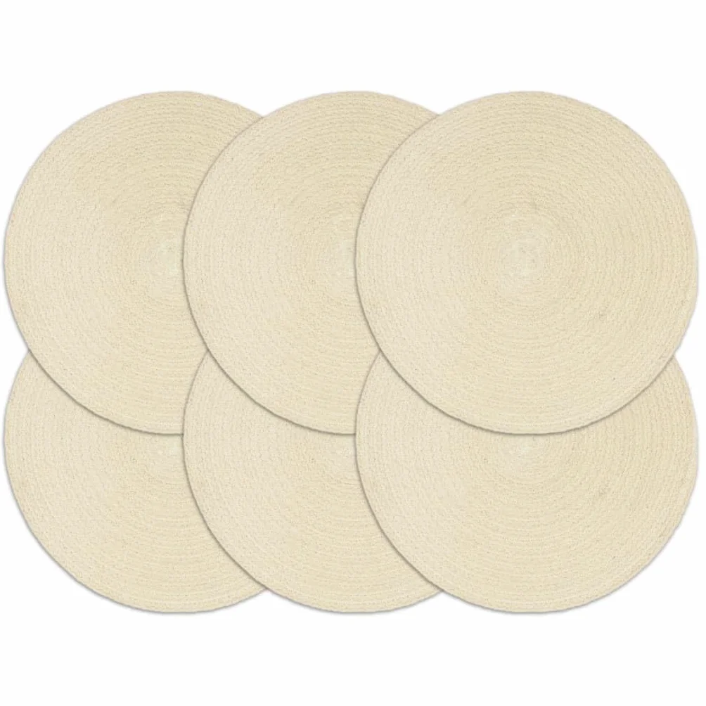 Lot de 6 sets de table ronds en coton faits à la main, résistants aux taches, lavables, antidérapants, résistants à la chaleur, pour table à manger, cuisine, table de jardin, décoration