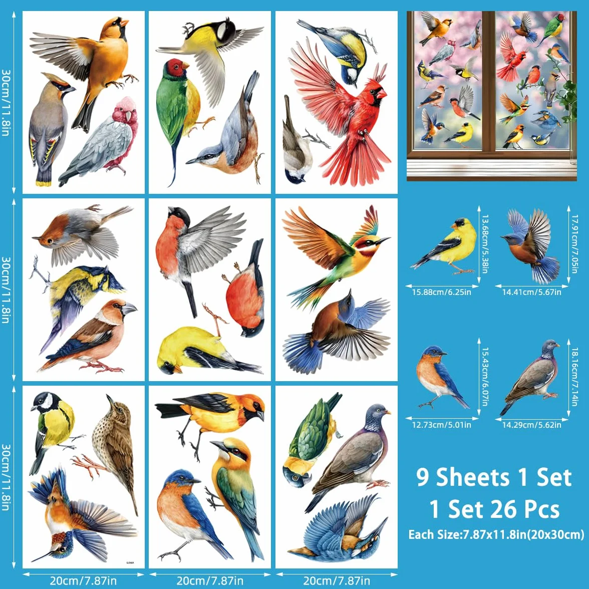 Autocollants pour fenêtres Protection des oiseaux Stickers anti-collision