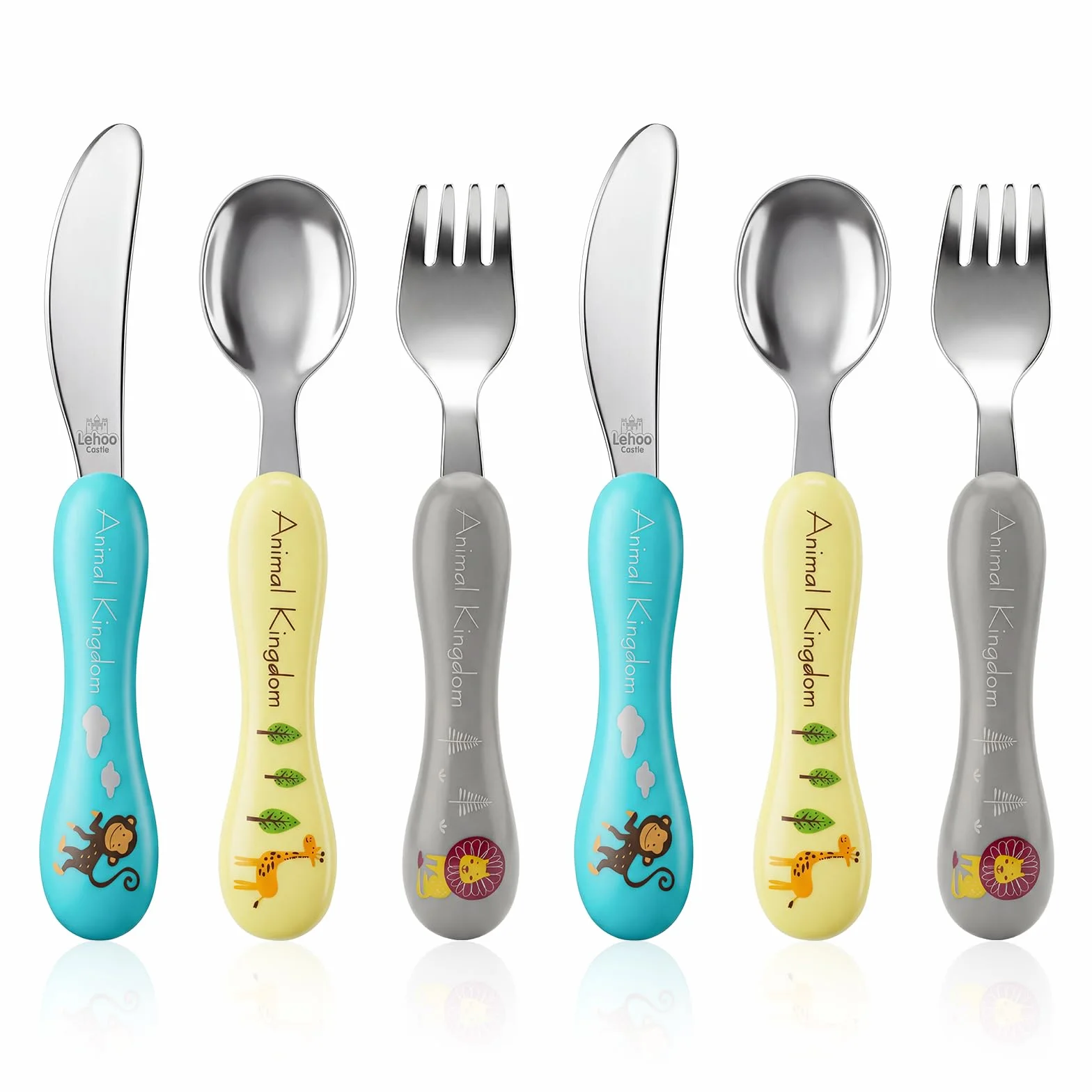 Lehoo Castle Couverts Enfant 6 Pièces Set Couvert Bébé Garçons Filles