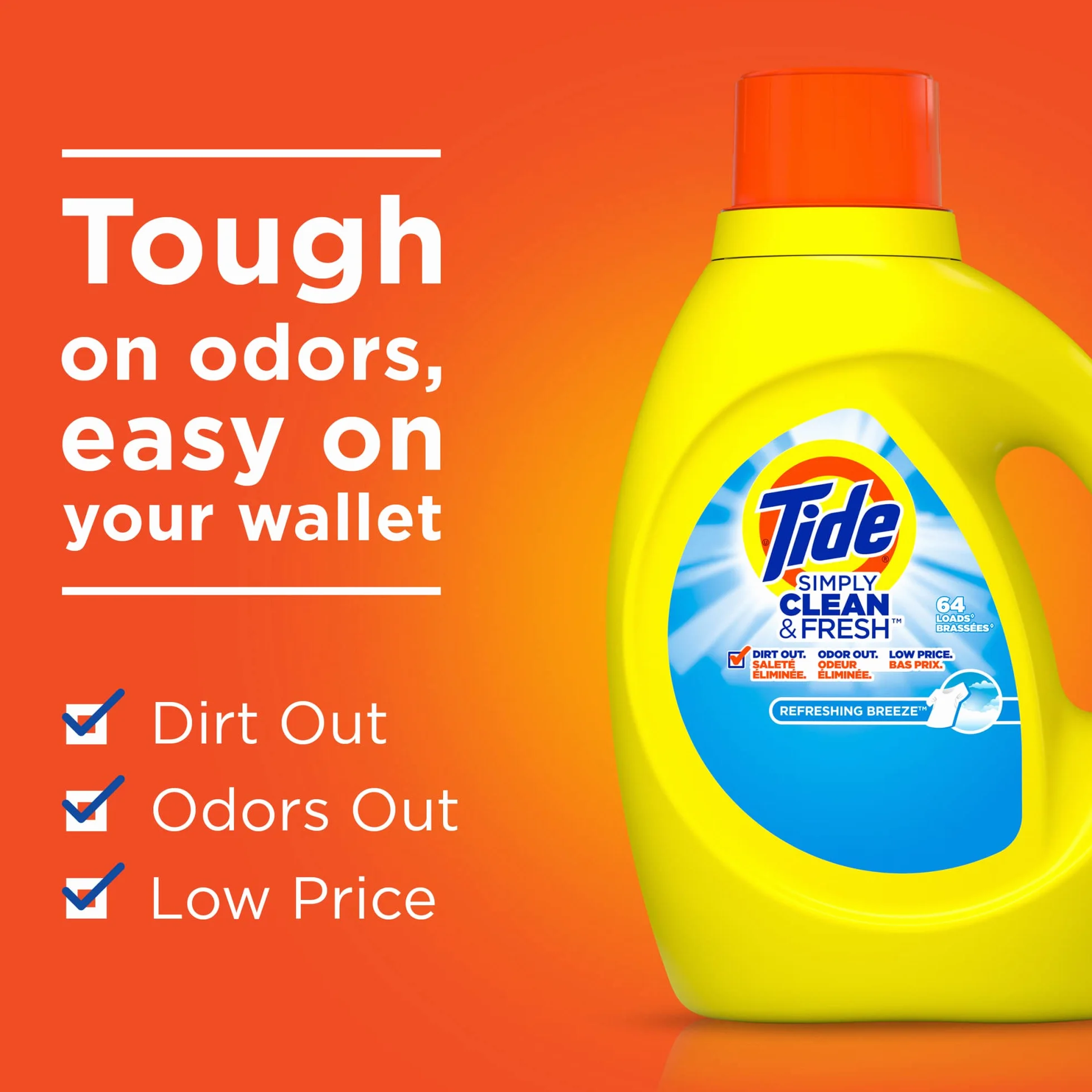 Tide Simply Clean & Fresh Liquid Laundry Detergent, Refreshing Breeze, 128 fl oz