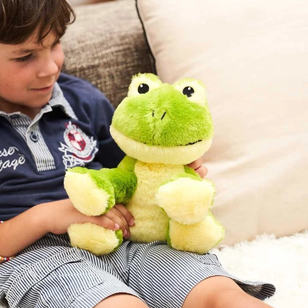 Bouillotte Peluche Grenouille Micro-Ondable Grains de Blé Lavande Fabriquée en France