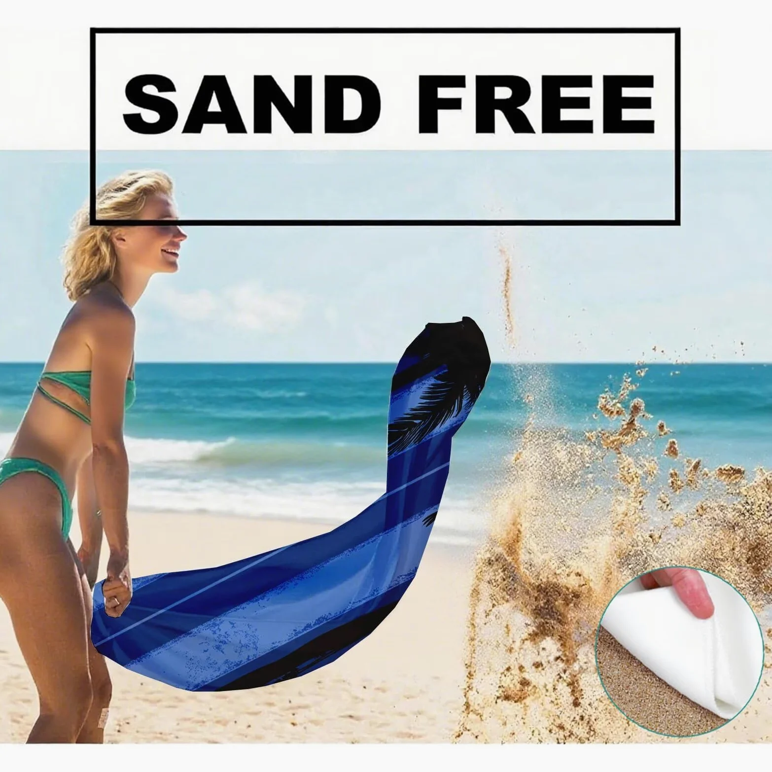 Serviette de Plage XXL 100x200 cm,Cocotier Serviette Plage Microfibre avec Séchage Rapide, Anti-Sable, Absorbante Fonction Design pour Vacances Piscine Pique-Nique Voyages Yoga, Cadeau Femme Q-623