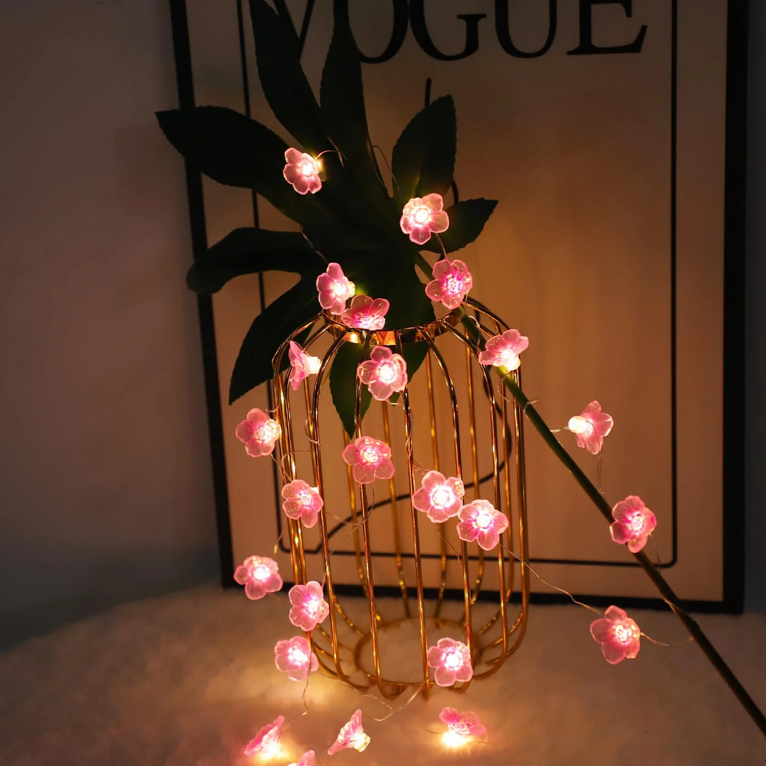 Auting Guirlande lumineuse LED fleurs cerisier 2 m 20 LED minuterie Décoration intérieur jardin terrasse