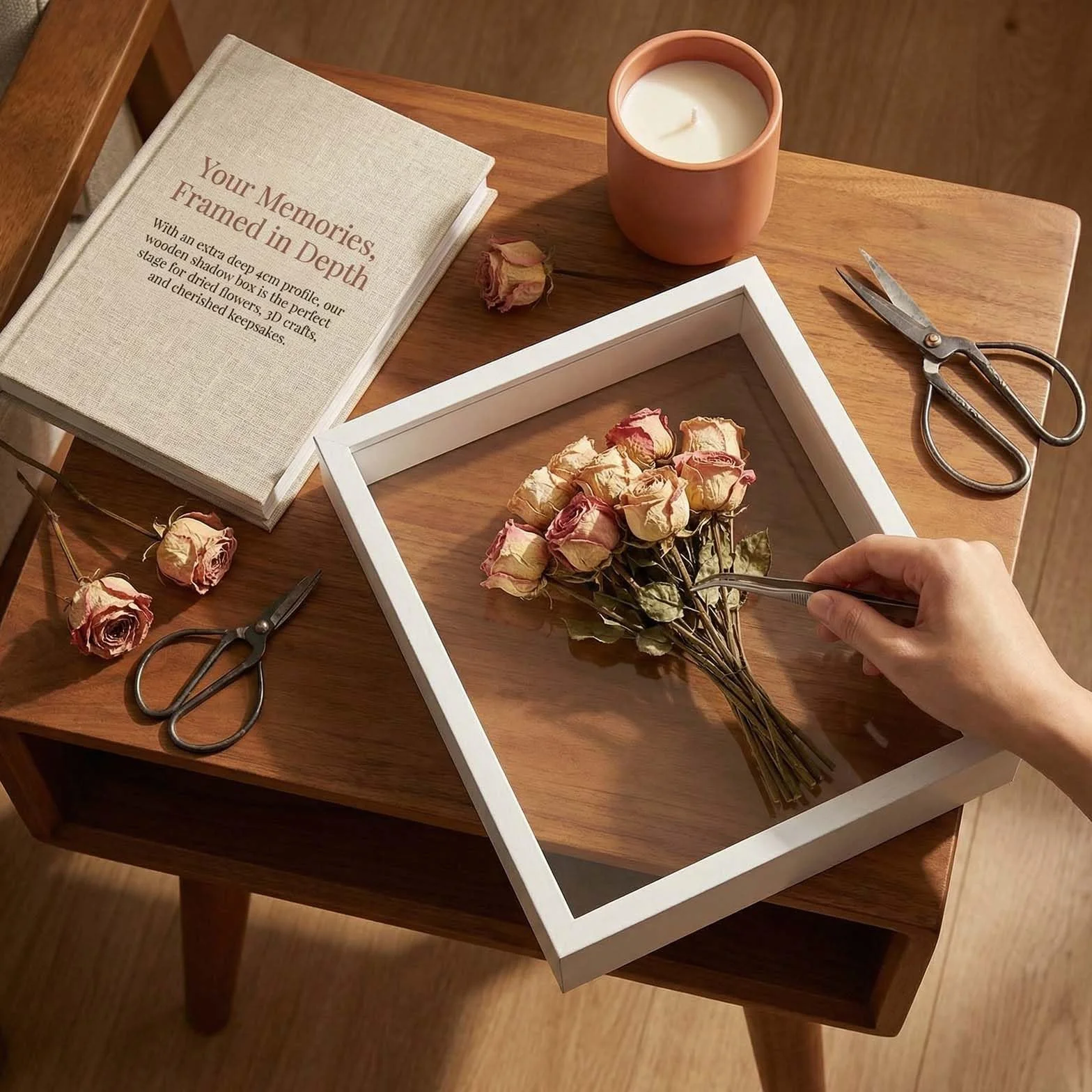 Cadre Photo 3D A4 5cm Bois pour Objet, Boîte d'Ombre Profonde 21x29.7cm Noir
