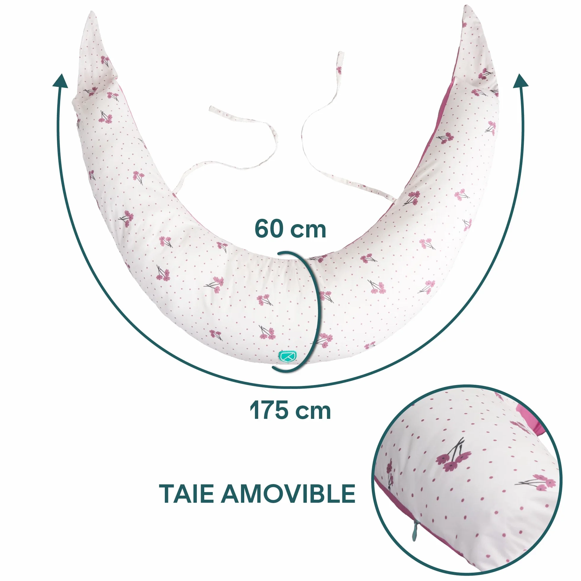KOALA BABYCARE Coussin de Grossesse XXL - Coussin Allaitement Multifonctionnel - Housse Amovible 100% Coton