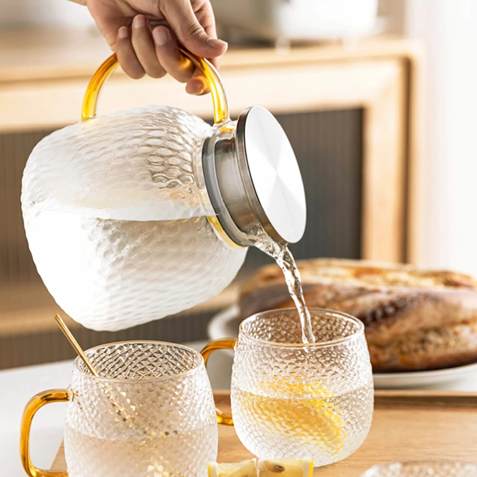 Pichet Pichet en Verre avec Couvercle pichet de thé glacé pichet pichet Chaud Eau Froide Eau thé thé café café Lait et jus de jus de Boisson Carafe Pichets