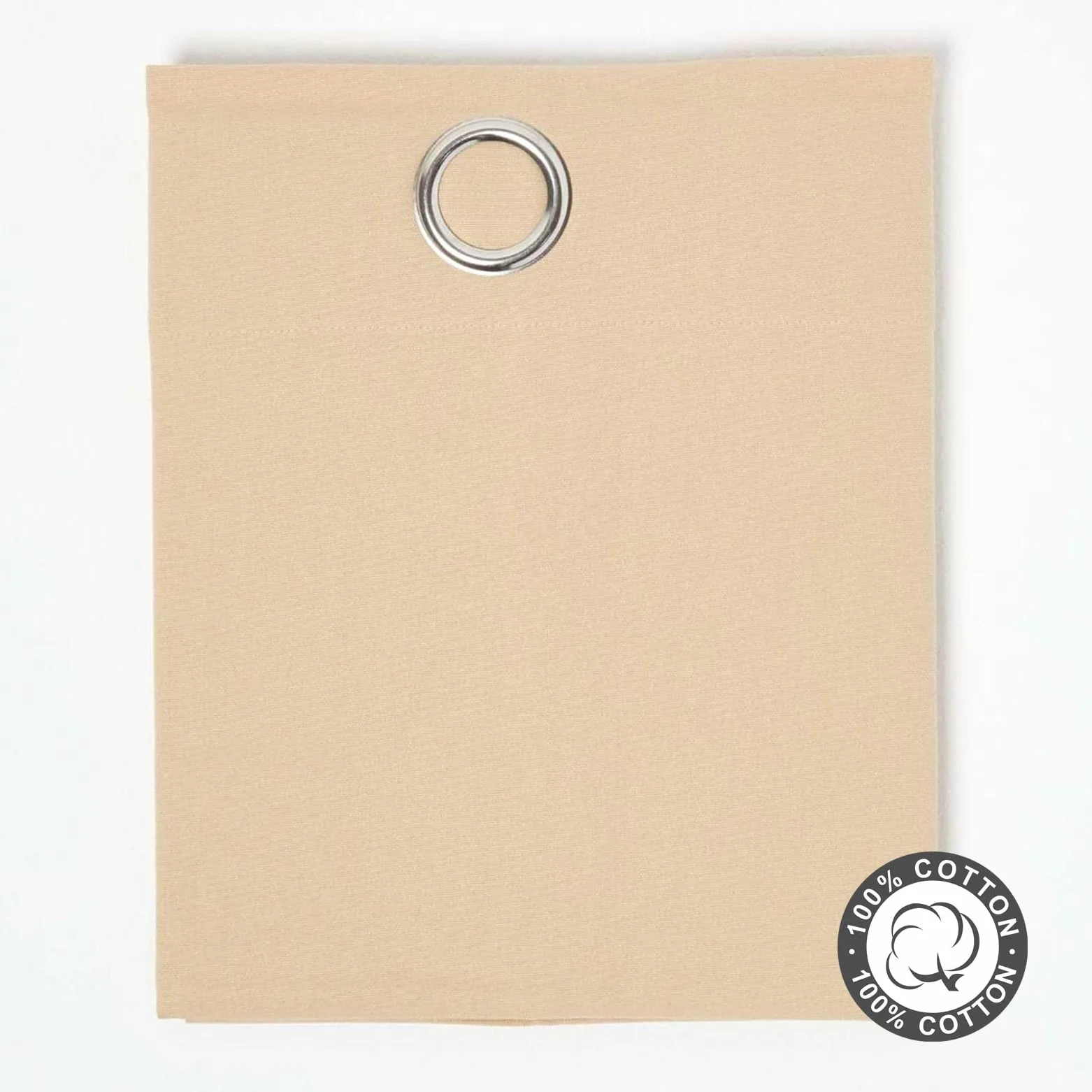HOMESCAPES – Paire de Rideaux à œillets Prêt-à-Poser – Uni Beige – 100% Coton – 137 x 228 cm