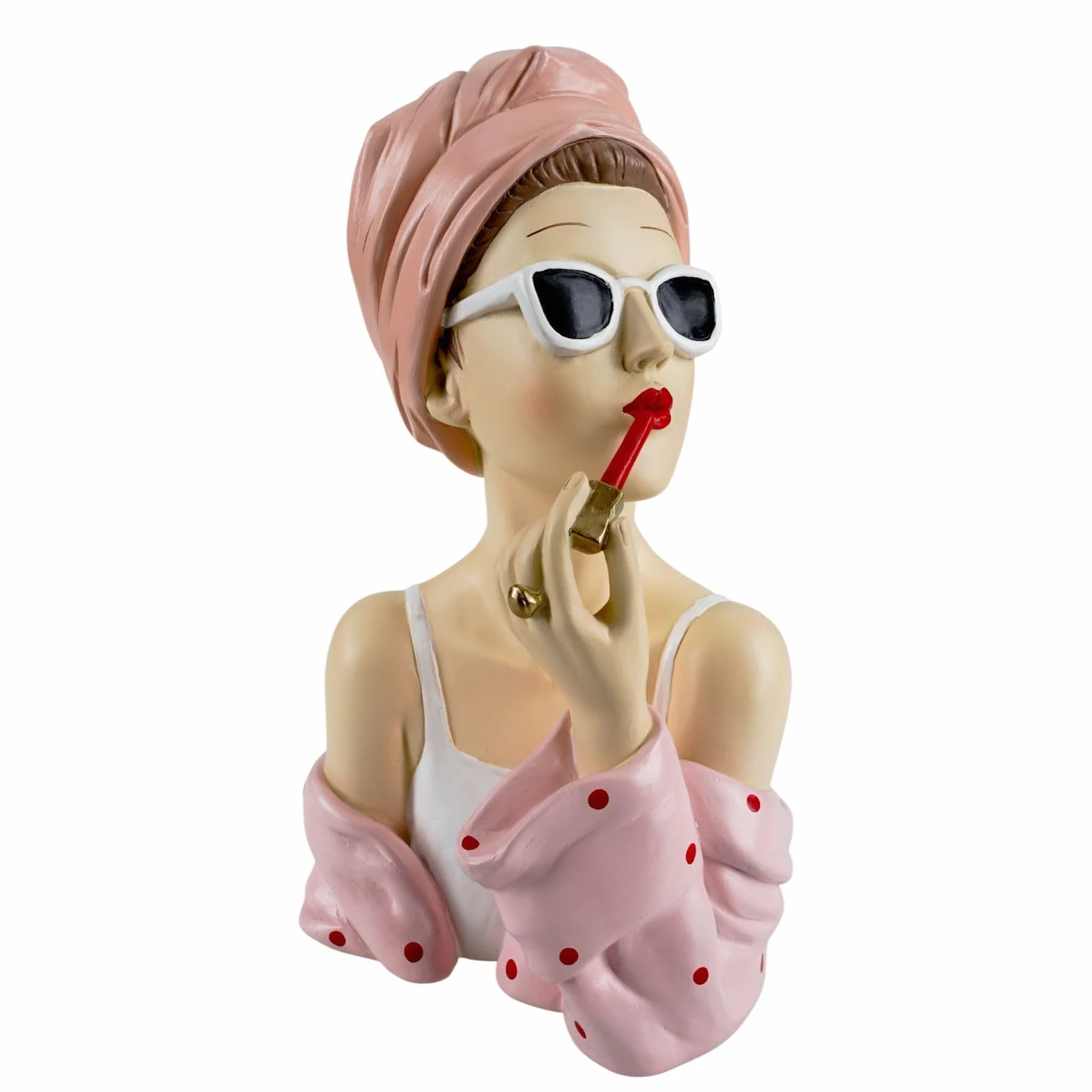 Formano Buste Décoratif Moderne pour Femme 27 cm Polyrésine Peinte à la Main Rose Blanc