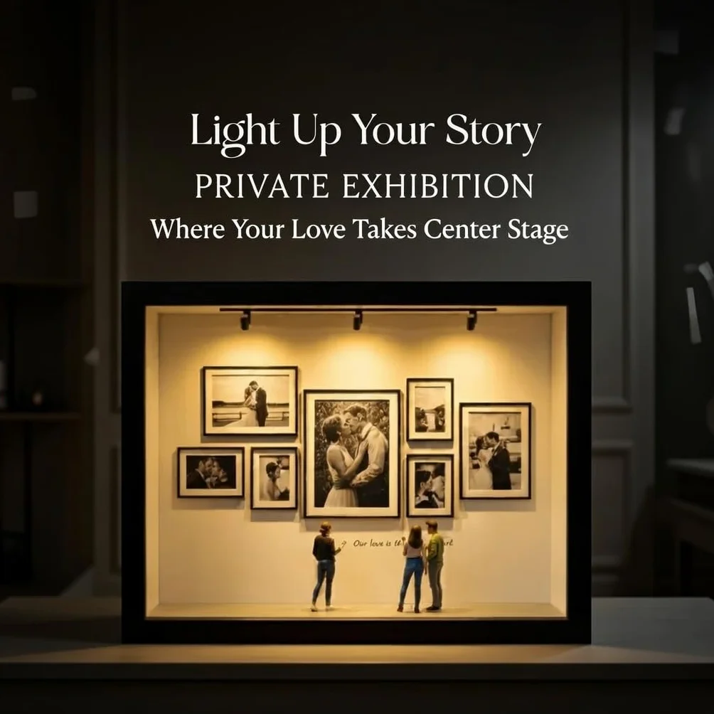 Cadre Photo Personnalisé Musée Miniature avec Figurines LED, Cadeau Saint Valentin