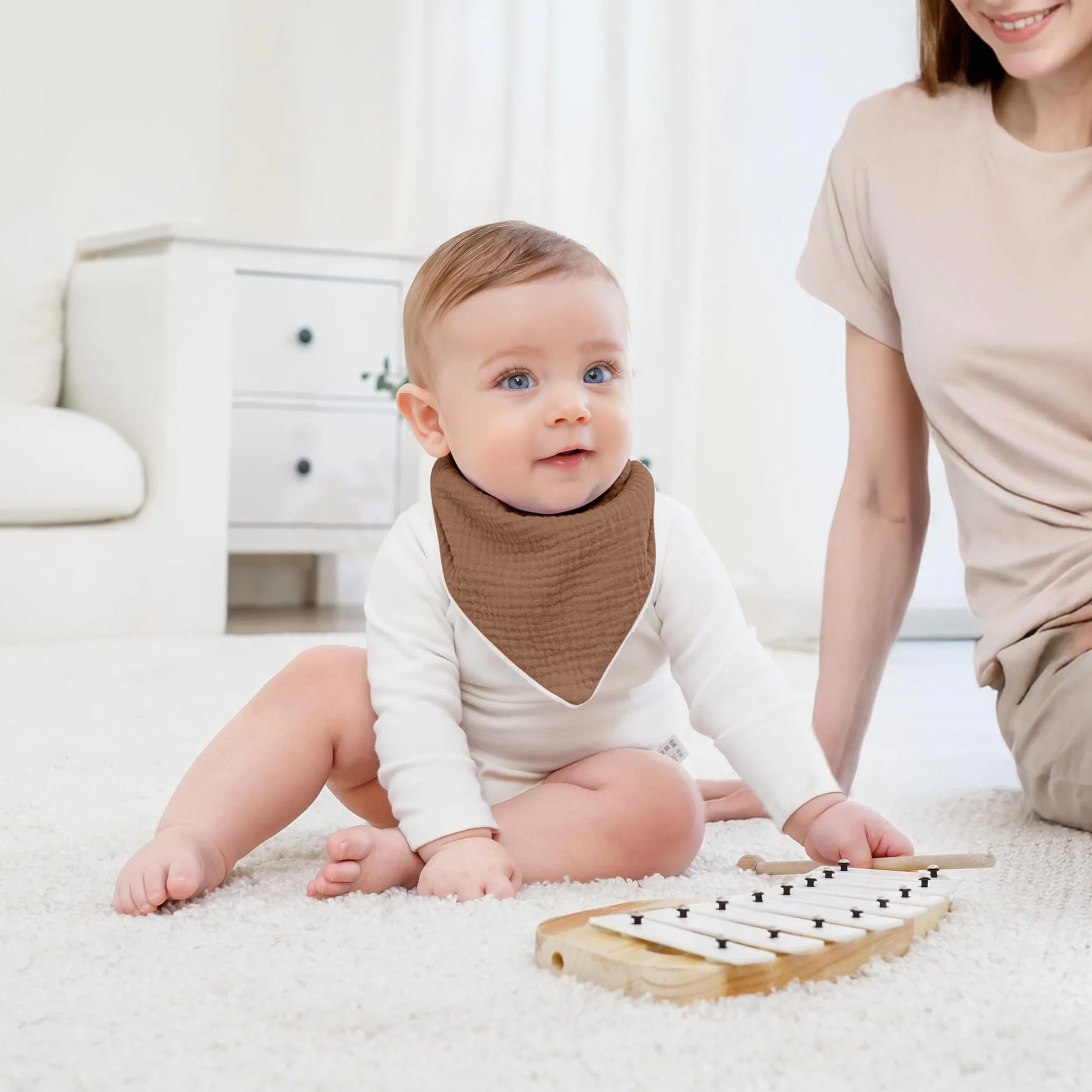 Bavoirs Bébé Mousseline Bandana Bave Dentition 6pack