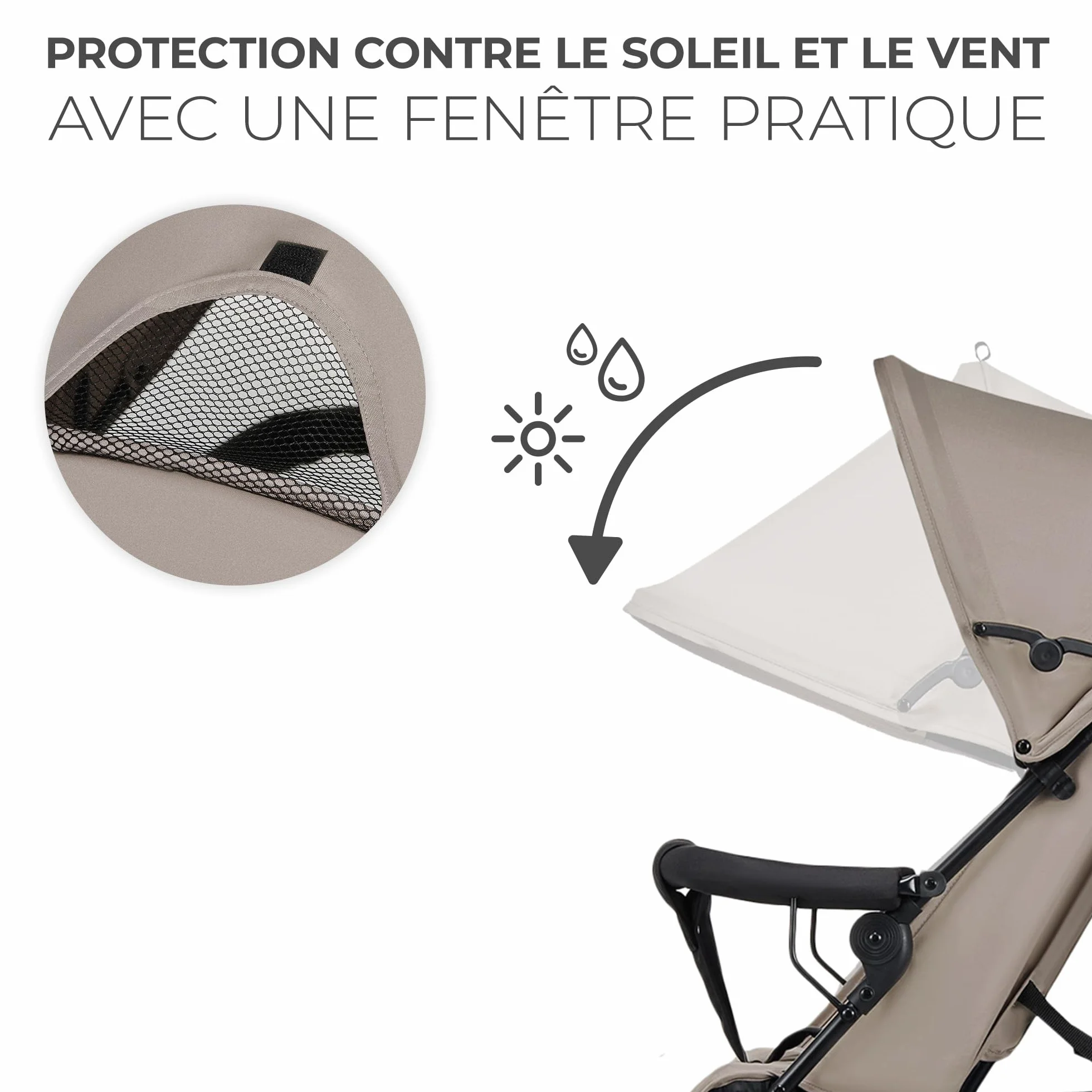 Kinderkraft TIK Poussette Légère 6,5 kg Poussette De Voyage Dossier Réglable 17kg Beige