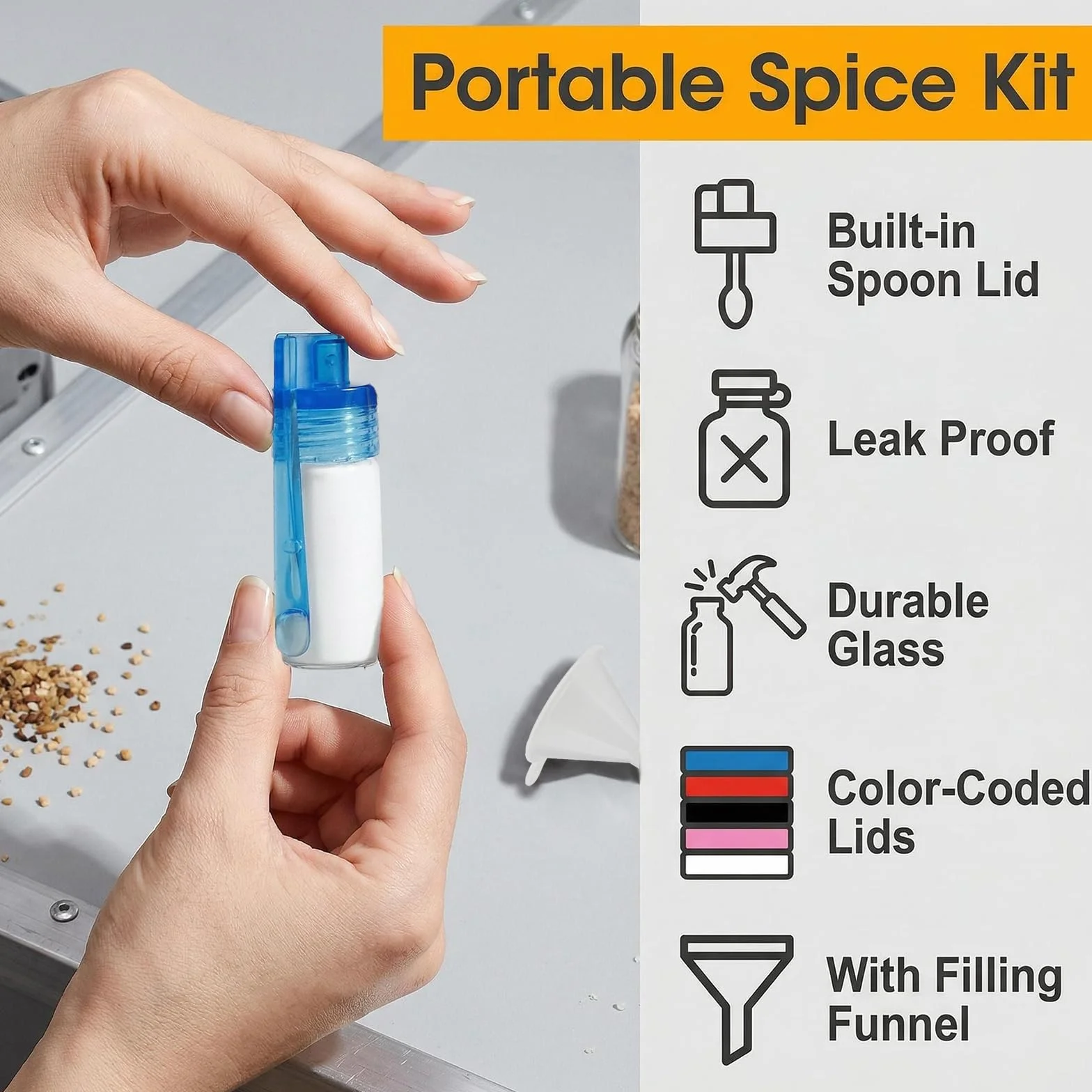 Lot de 6 sniffer doseur étanches pour sel poivre épices camping cuisine voyages