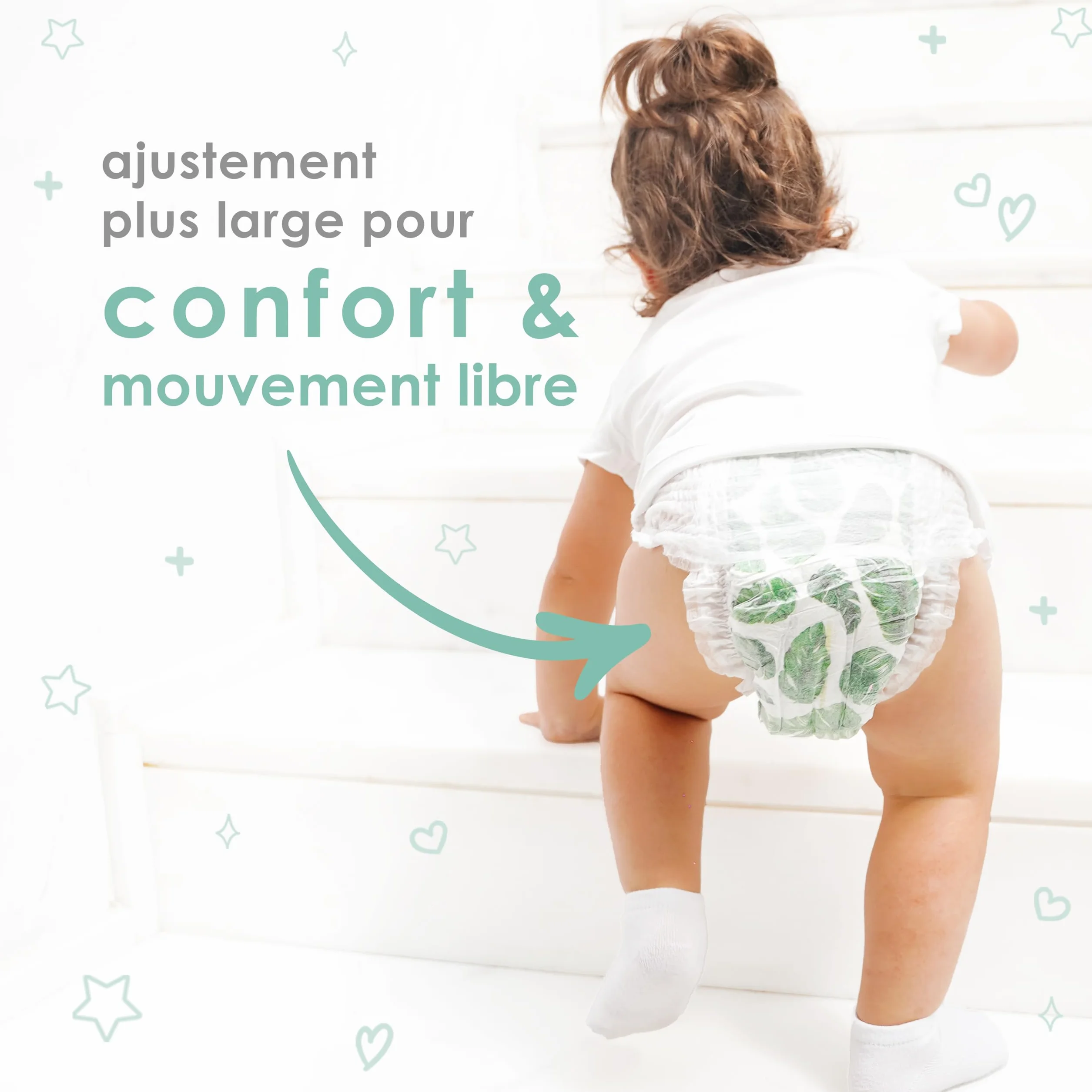 PureBorn Couches Culottes Taille 7 (17+ kg) Ultra-Absorbantes Hypoallergéniques Anti-fuites Bambou Naturel
