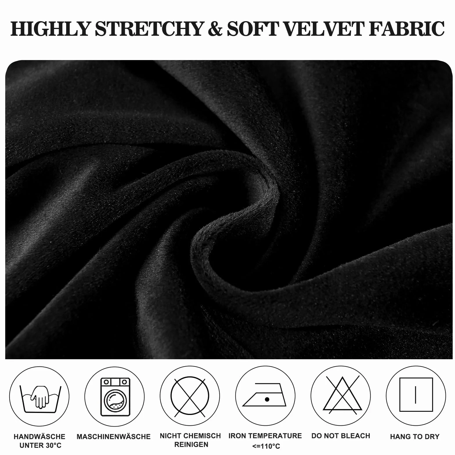 Alishomtll Lot de 6 housses de chaise à dossier haut en velours extensible, lavables et amovibles pour chaises de salle à manger, cuisine, banquet, fête de mariage (noir, 6 pièces)