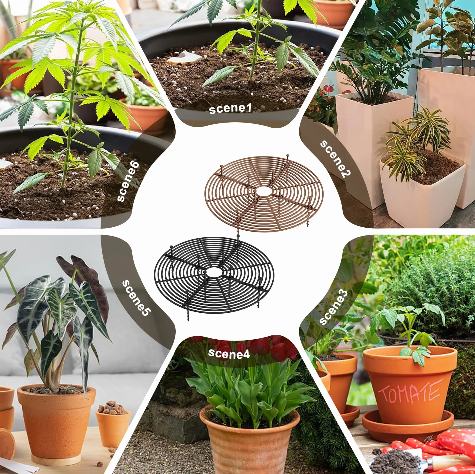 Sporgo Lot de 6 grilles pour pots de fleurs 30 cm couverture protection plantes