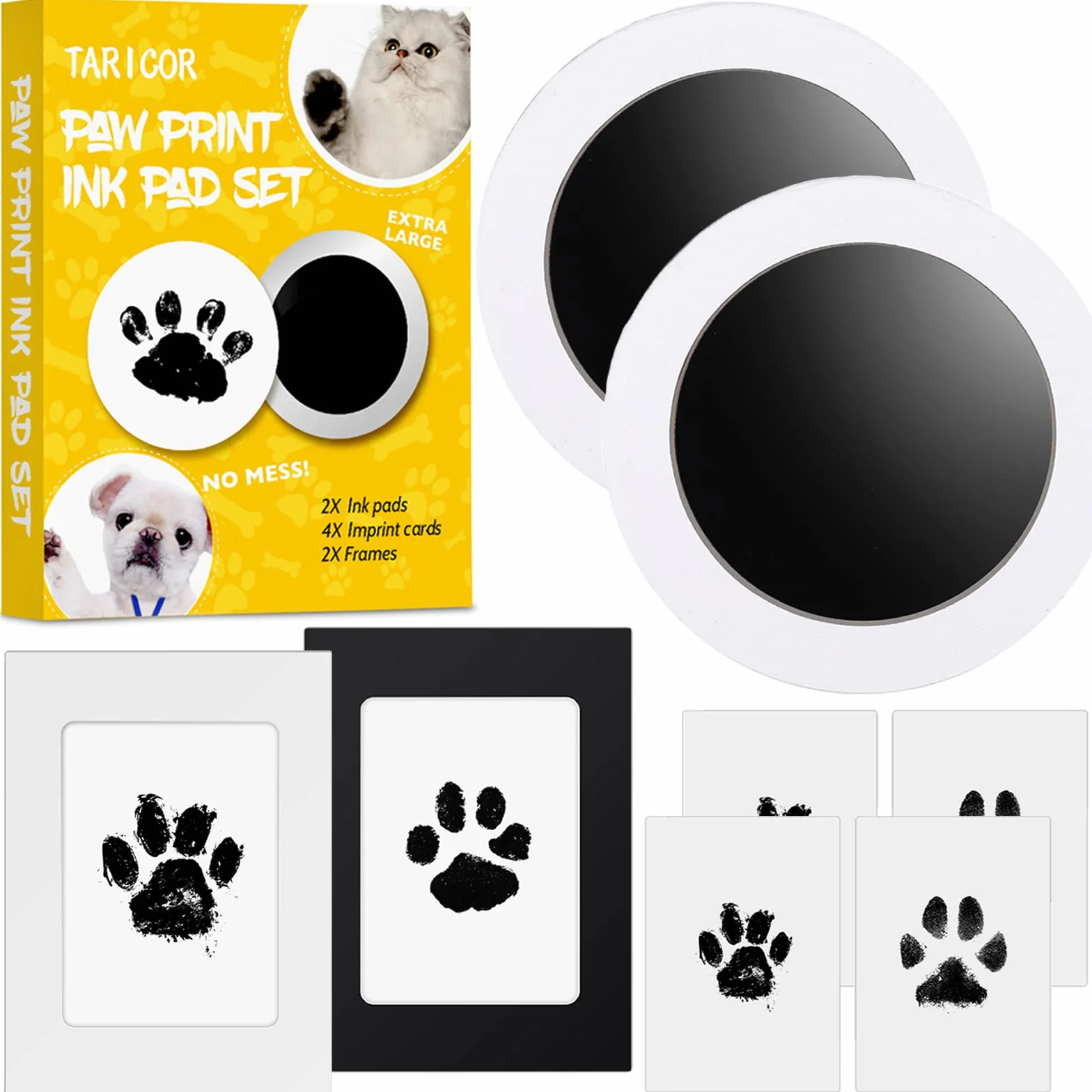 Kit Empreinte Chien et Chat Taricor avec 2 Cadres Photo Souvenir Tatouage pour Bebe