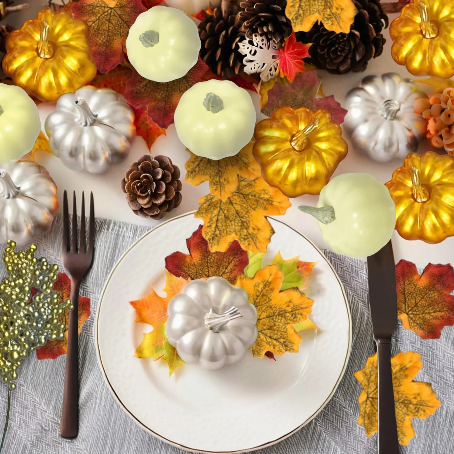 Décoration Automne Halloween Citrouilles Artificielles 68 Pièces