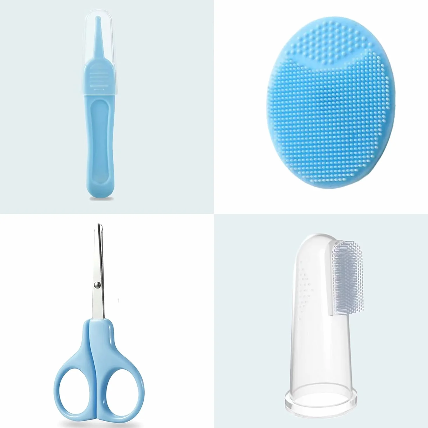PandaEar Ensemble de Soins et Toilettage pour Bébé, Sécurité Bébé avec Peigne et Brosse à Dents (Bleu)
