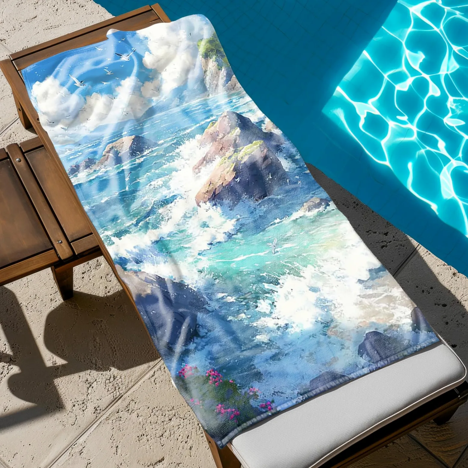 Tapis de Plage XXL Anti Sable Plage Mouettes Serviette Piscine Adulte,Natte De Plage Pliable, Voyage Accessoires De Plage Camping,Serviette de Bain Personnalisée