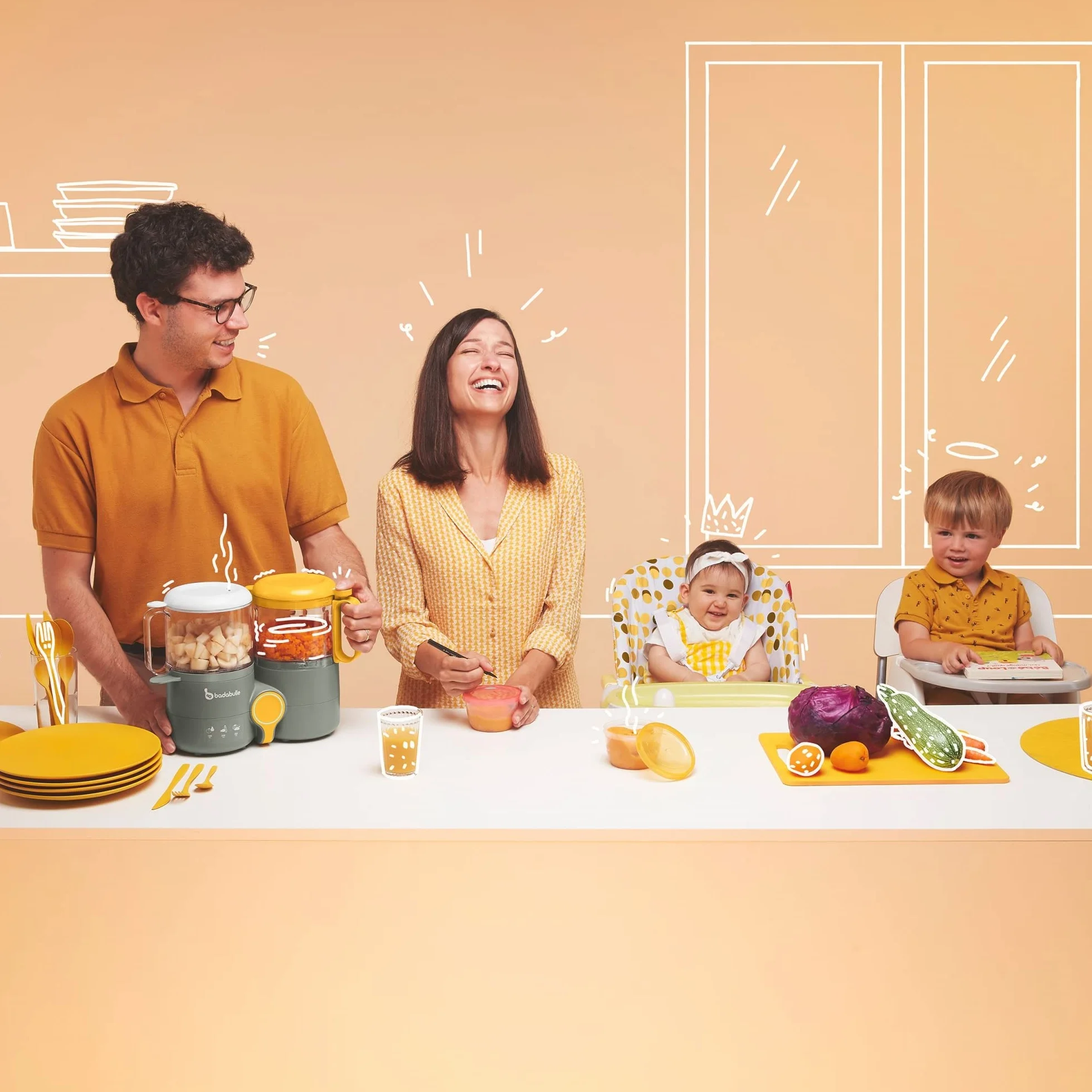 Badabulle B-Easy Robot Culinaire bébé 4 en 1 Cuisson vapeur douce Mixage