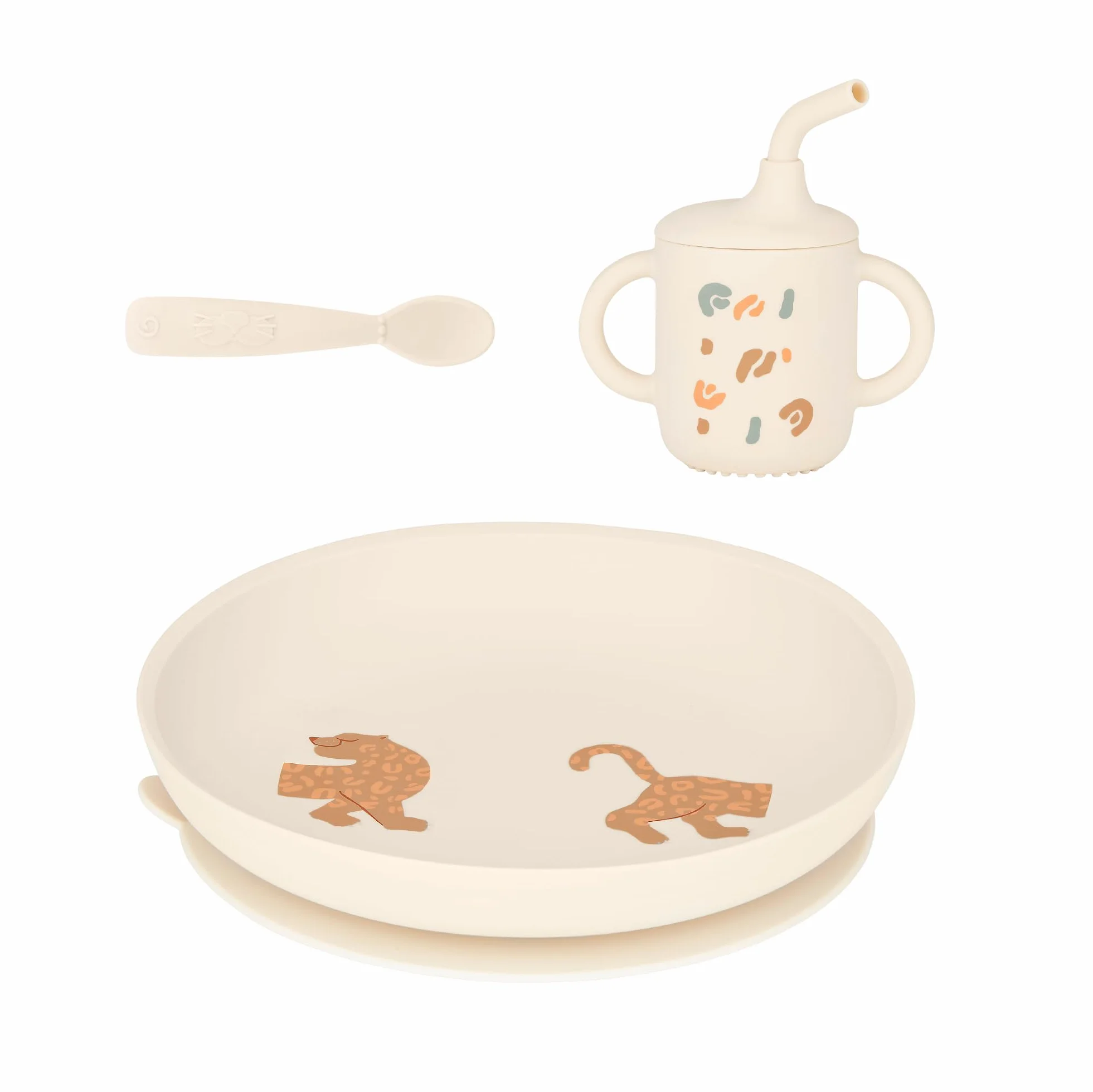Babymoov Coffret Repas Bébé Comme Un Grand - Assiette Bébé, Cuillère, Gobelet - Vaisselle Bébé Diversification Alimentaire - Little Roar
