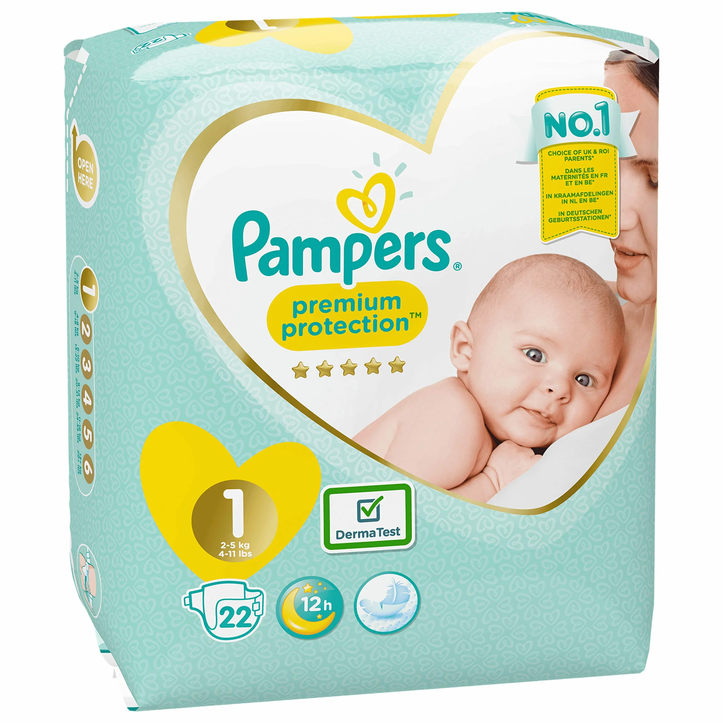 Pampers New Baby Couches Taille 1 2-5 Kg, 22 couches