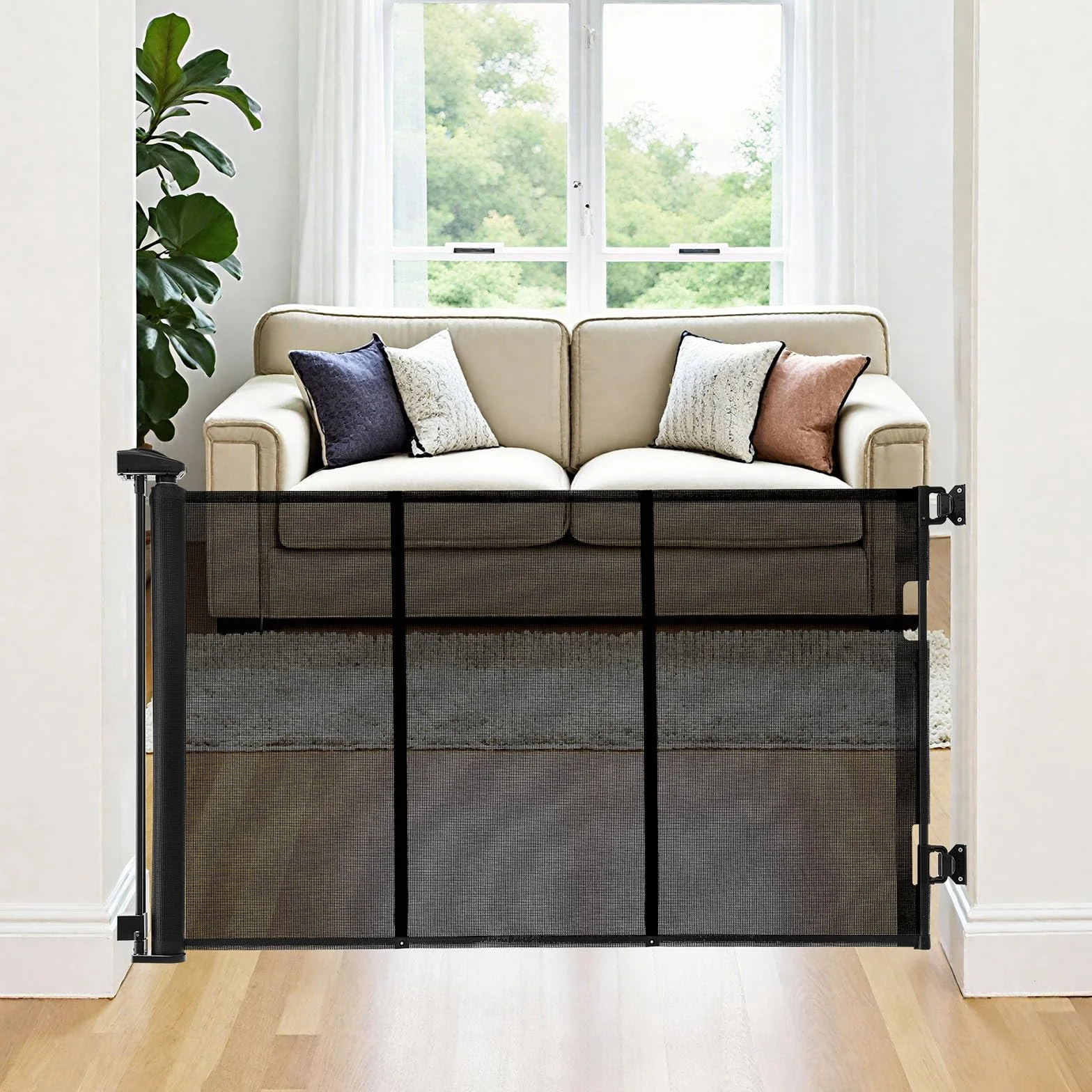 VEVOR Barrière de Sécurité Extensible 310 cm, Clôture Maille 79,5 cm, Barrière Rétractable Fibre de Verre, Noir