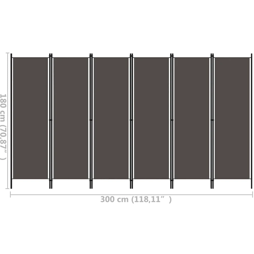 vidaXL Cloison de séparation 6 Panneaux Anthracite 300x180 cm