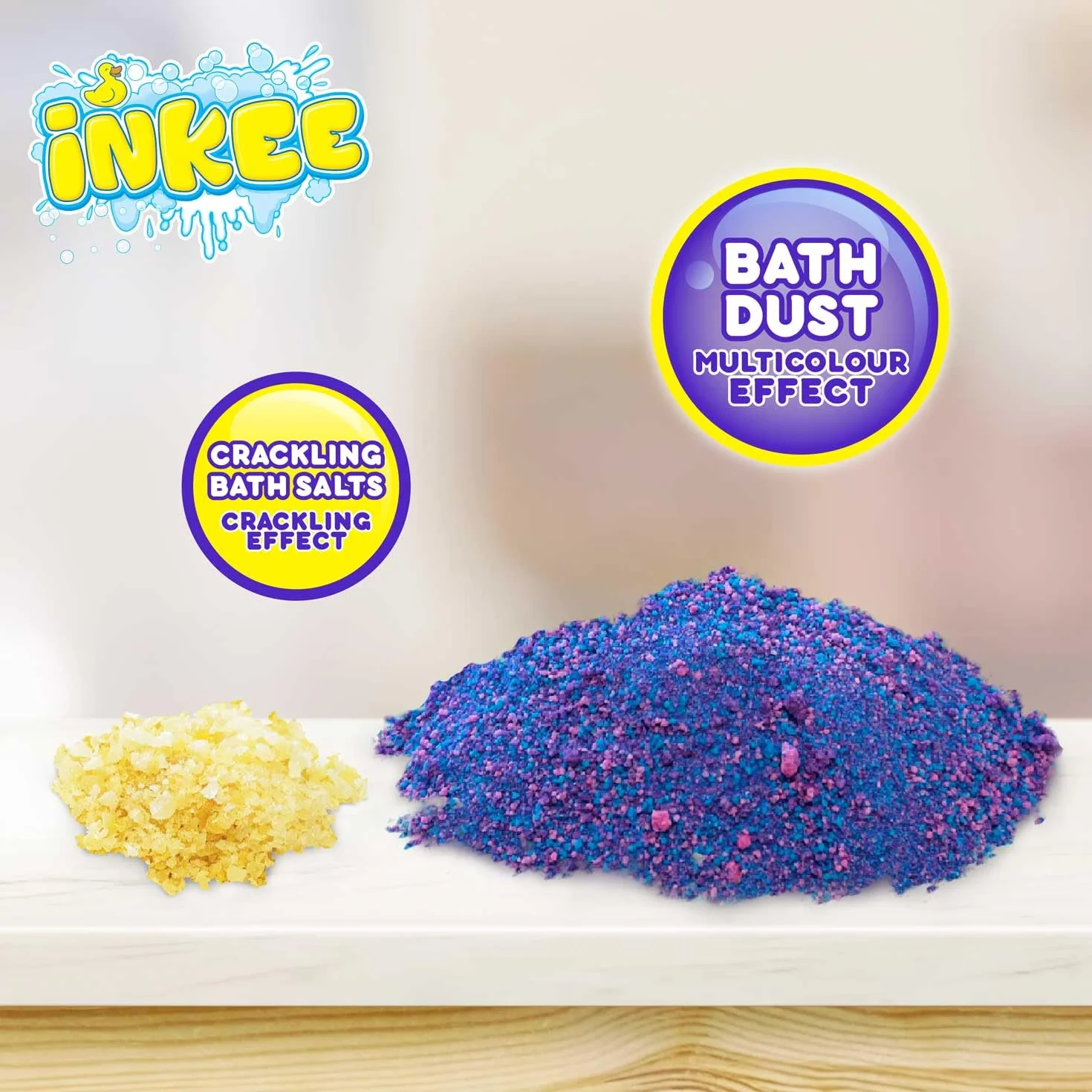 INKEE Granulés de Bain Galupy Mermaid Pack de 16 Sels de Bain Crépitants Rose Bleu Violet Huile de Jojoba Arôme Milkshake Banane 16 Sachets 60g