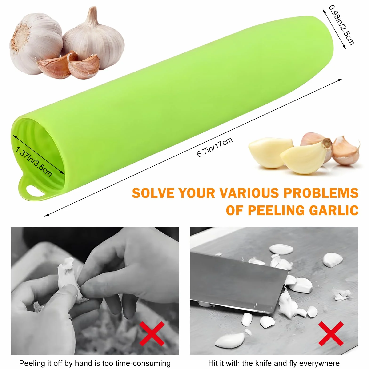 Éplucheur d'ail en silicone lot de 3 sans BPA qualité alimentaire
