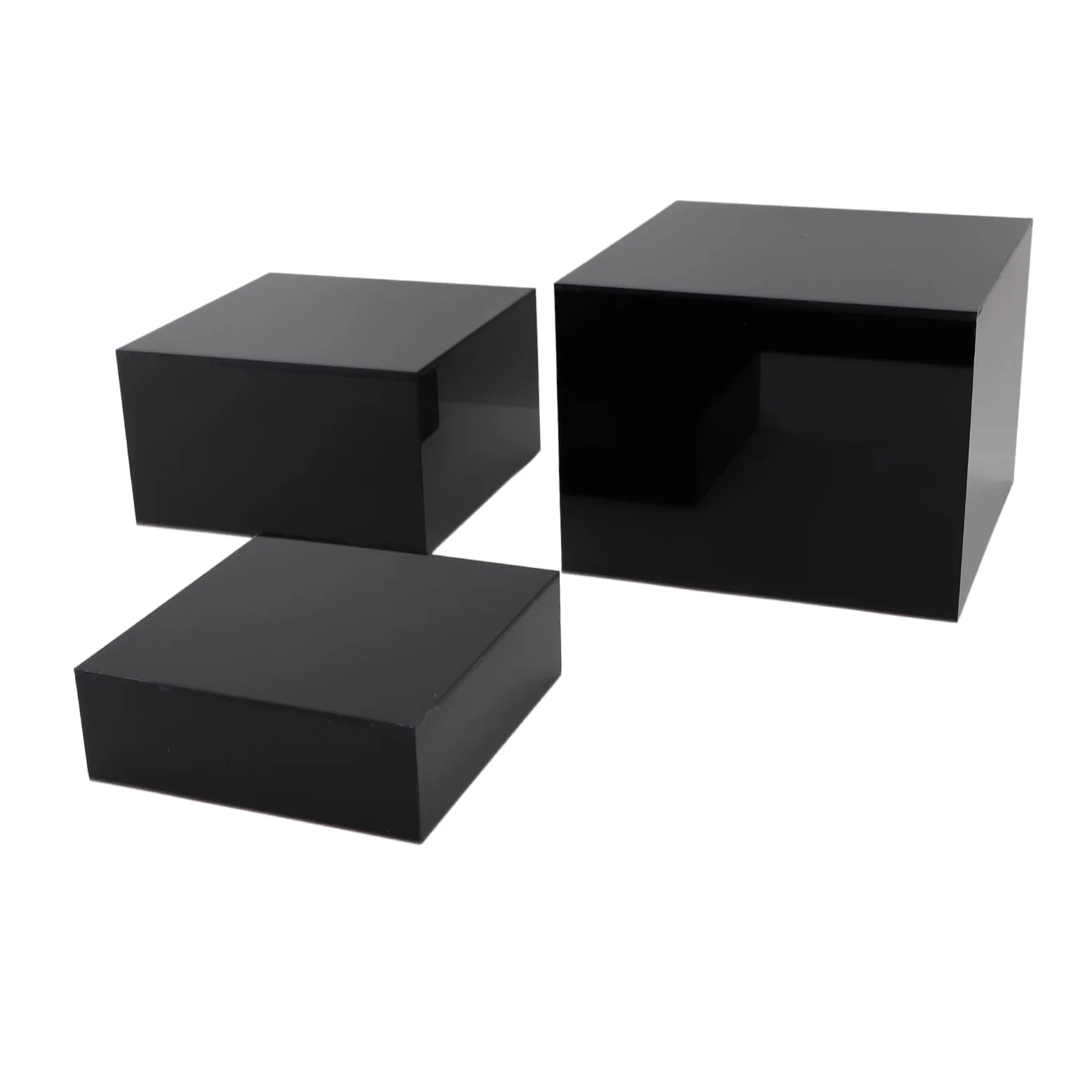 ZJchao Présentoirs à Dessert en Acrylique, 3 pièces Présentoirs élévateurs en acrylique nidification cubique Presentoir Aperitif Buffet Cube pour Table à desserts Tables de Buffet aliments (Noir)