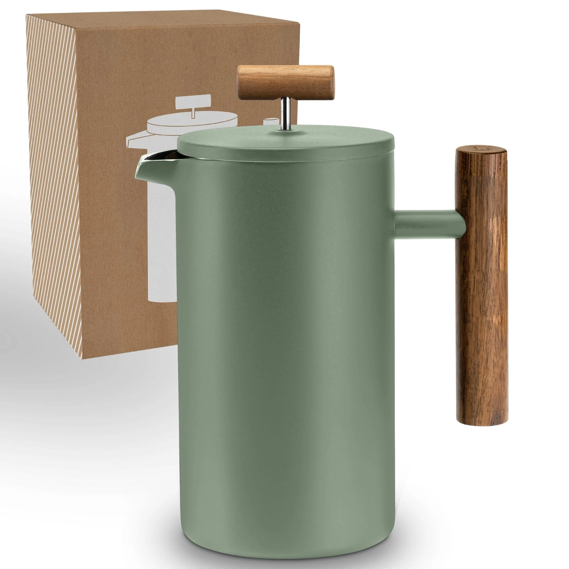 Lambda Coffee® Thermo French Press Acier inoxydable I 3 tailles disponibles I Cafetière à piston en acier inoxydable | Double paroi : garde au chaud pendant longtemps I Cafetière | Presse à café