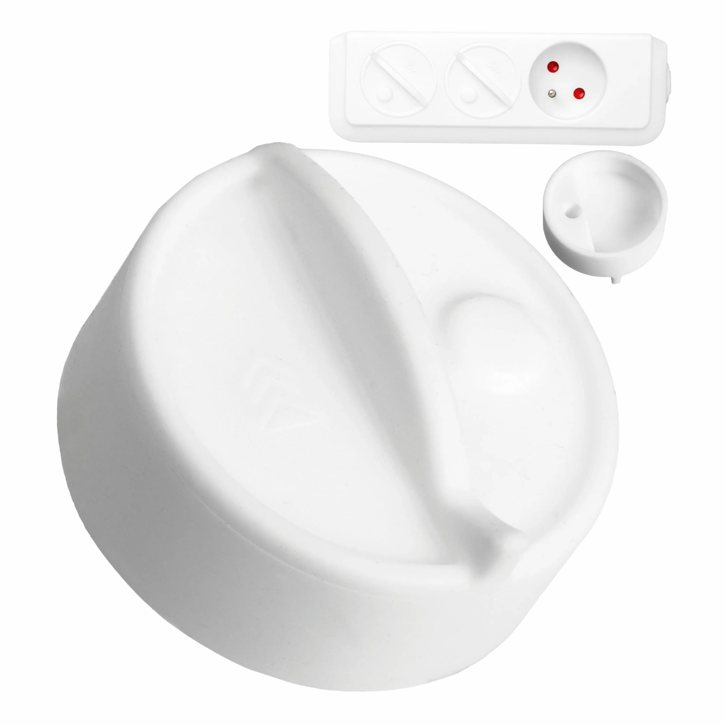 Cache-prise silicone blanc 2 pièces type E France protection éclaboussures poussière