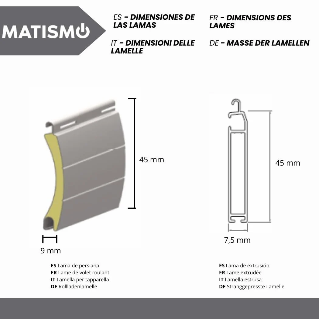 Volet Roulant en Aluminium sur Mesure avec Isolation Thermique, Ultra-légère et résistante aux intempéries (Largeur de 50 cm à 149 cm de Hauteur de 150 à 240 cm)