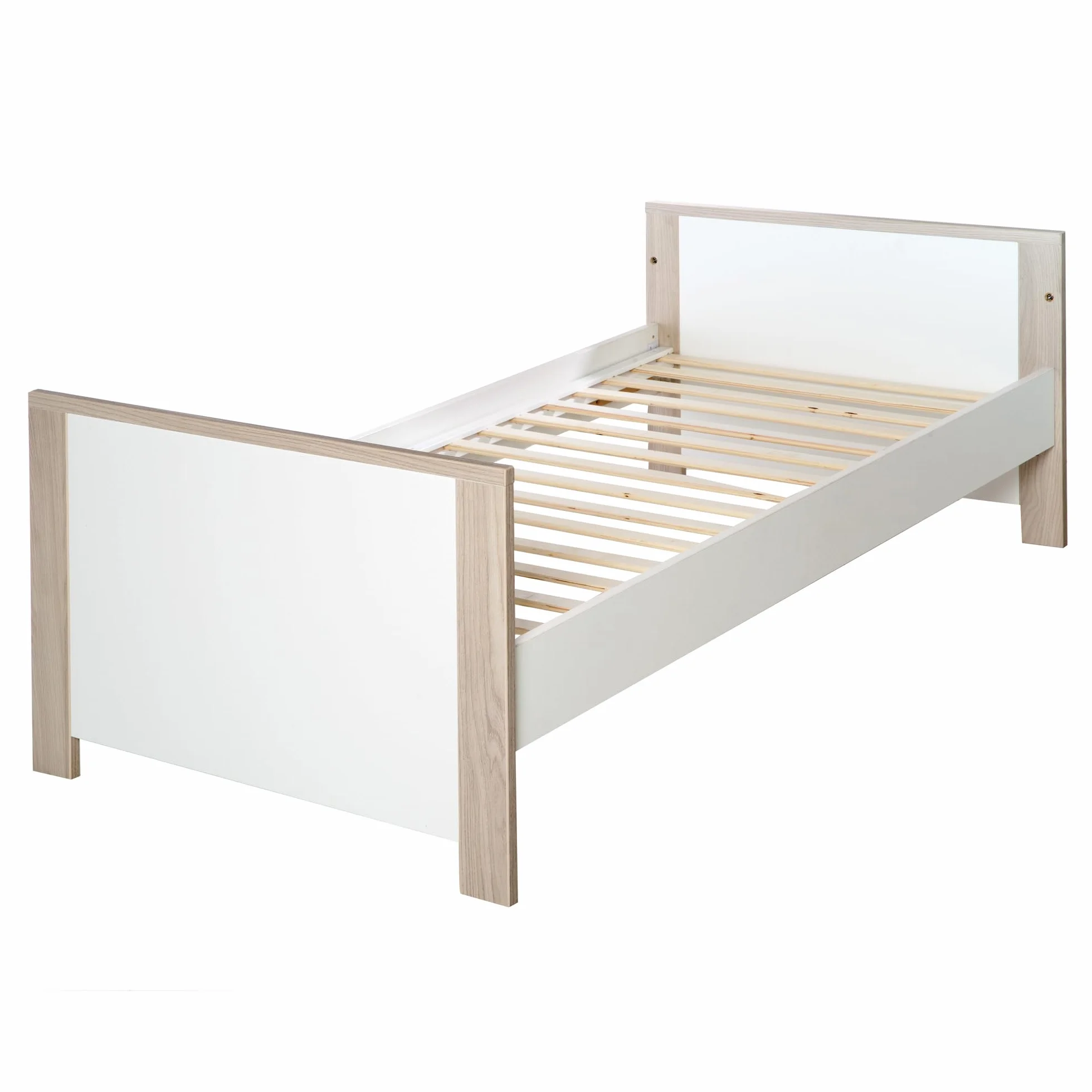 Chambre Bébé Complète Olaf Lit Évolutif 70 x 140 cm Commode à Langer Armoire 3 Portes Blanc Décor Bois